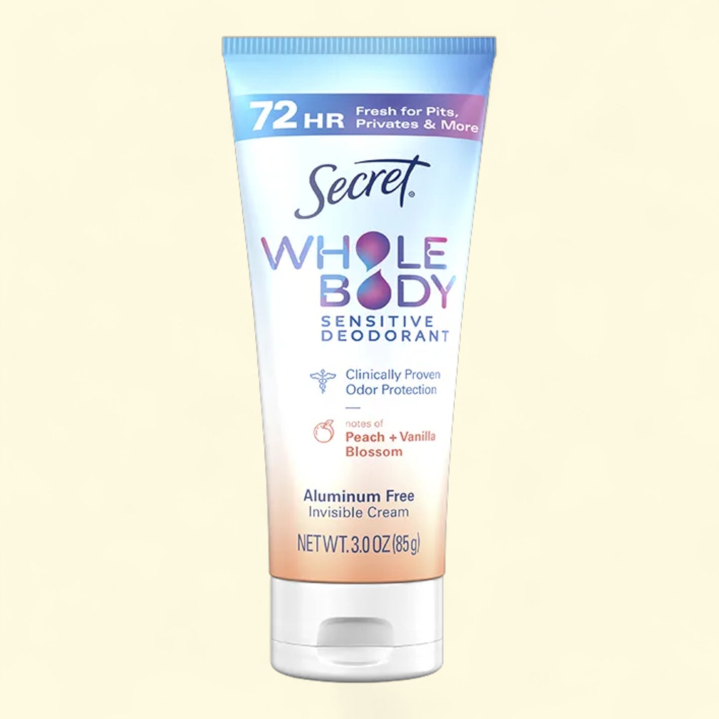 Secret Aluminum Free Deodorant, Peach & Vanilla, 3.0oz