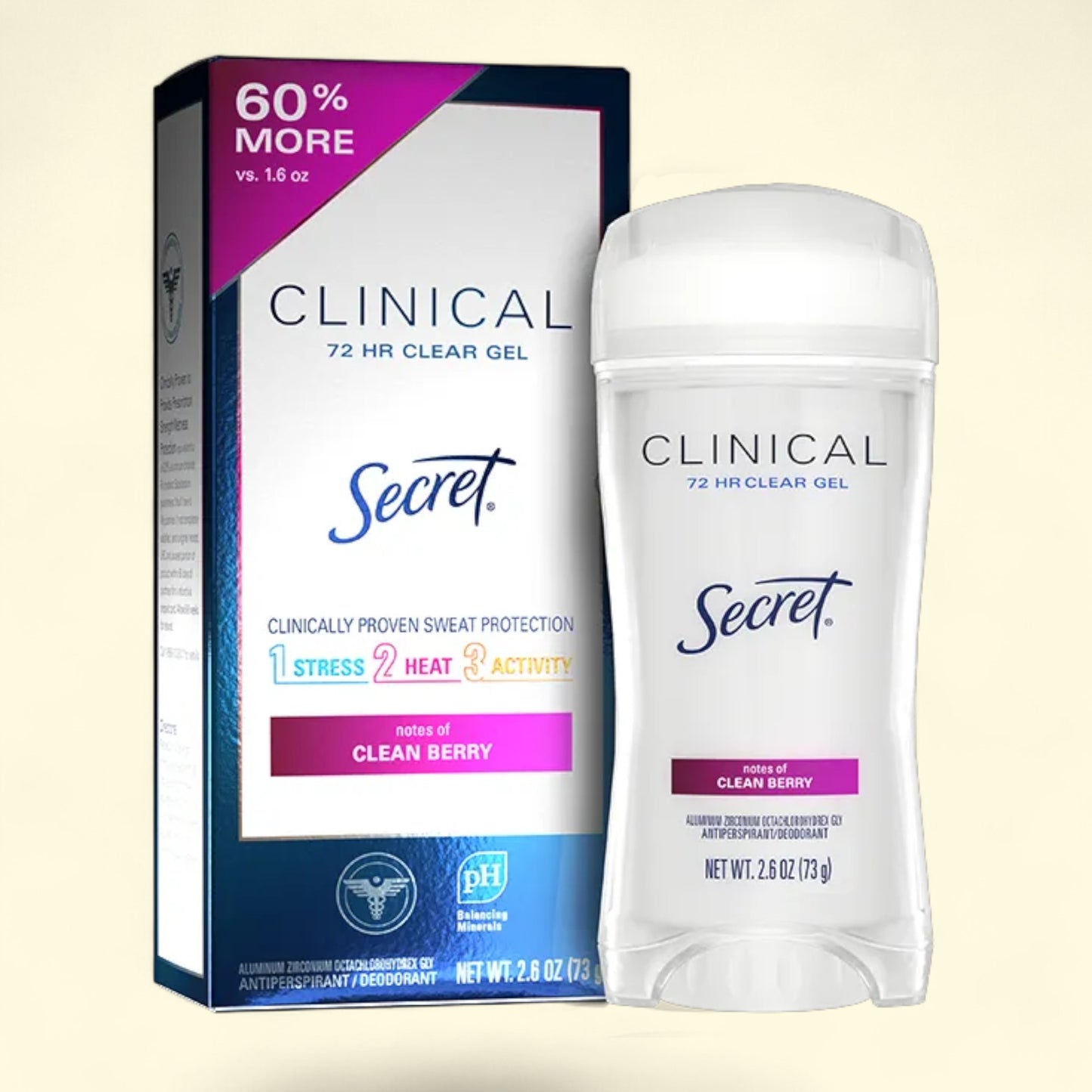 Secret Clinical Clear Gel Antiperspirant & Deodorant, Clean Berry, 2.6oz