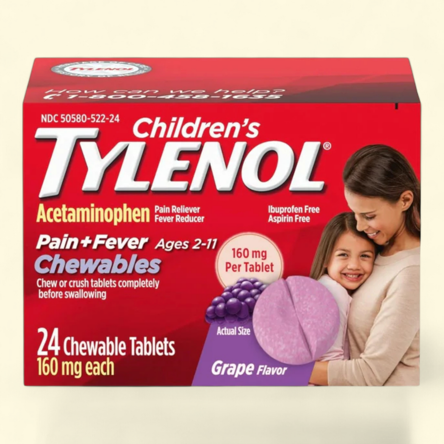Children's Tylenol Chewables, Grape, 24 Ct