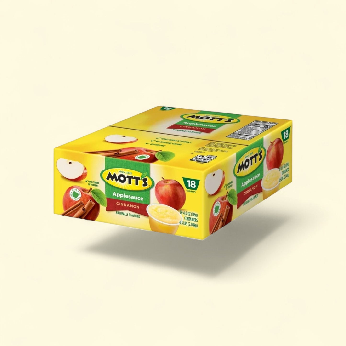 Mott's Cinnamon Applesauce, 4 Ounce Cups, 18 Count — authentic US product shipped worldwide by Treatspree