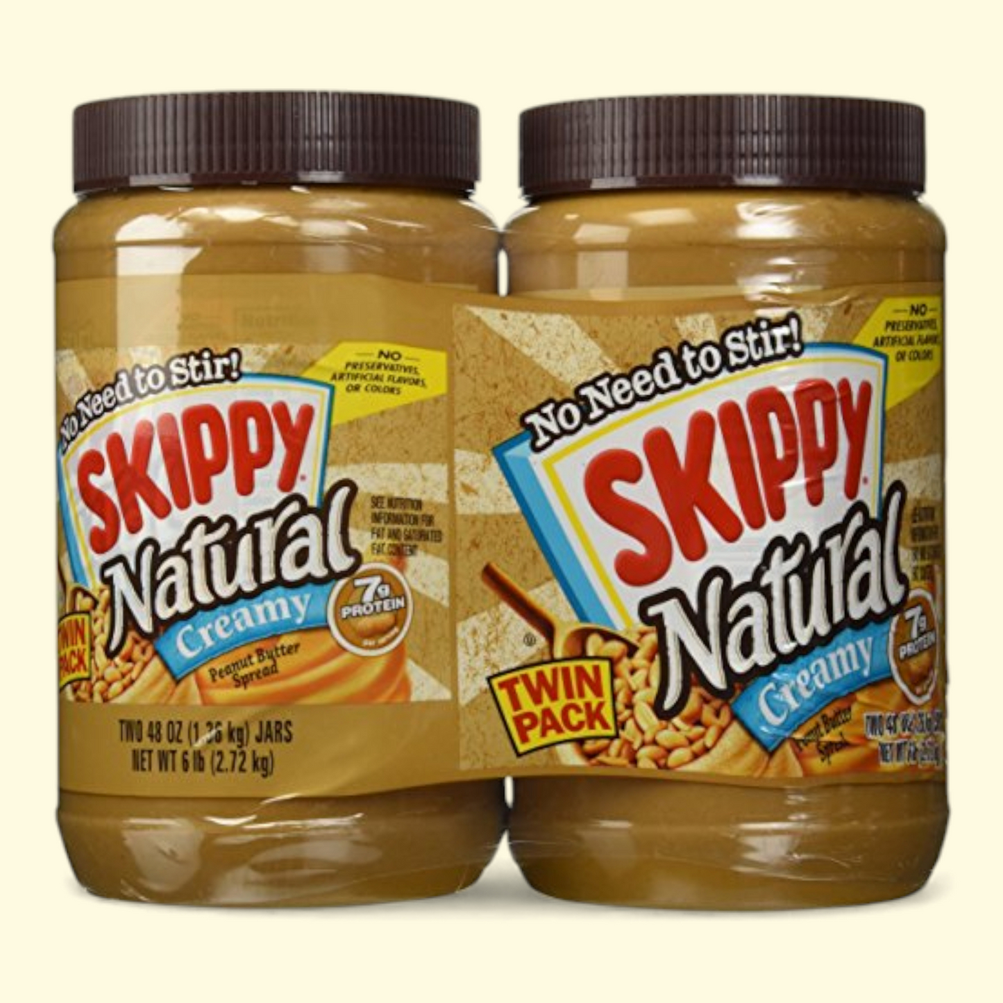 Skippy Natural Creamy Peanut Butter Spread, 48 oz., 2 pk.