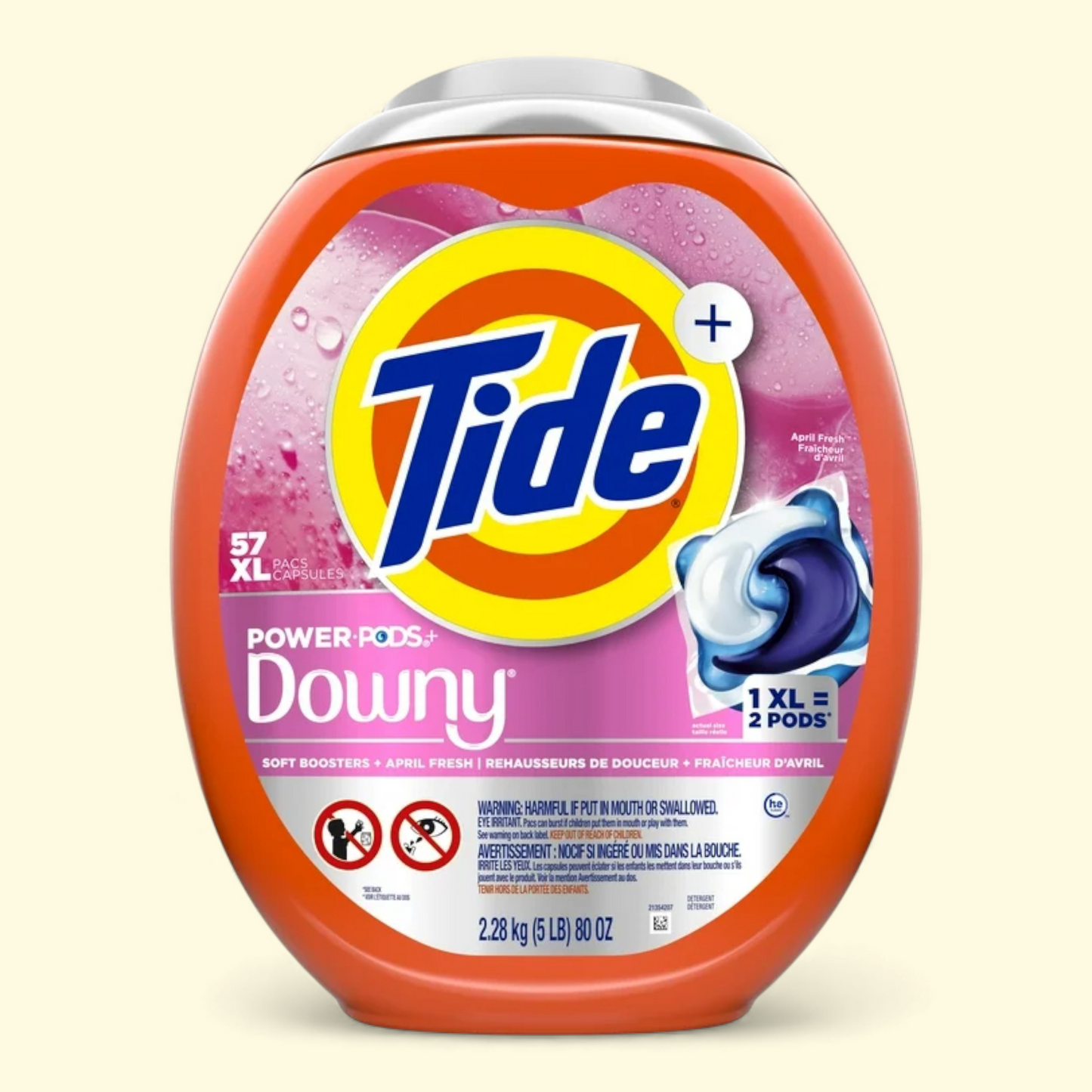 Tide Power PODS with Downy Soft Boosters Laundry Detergent Pacs, 57 Count