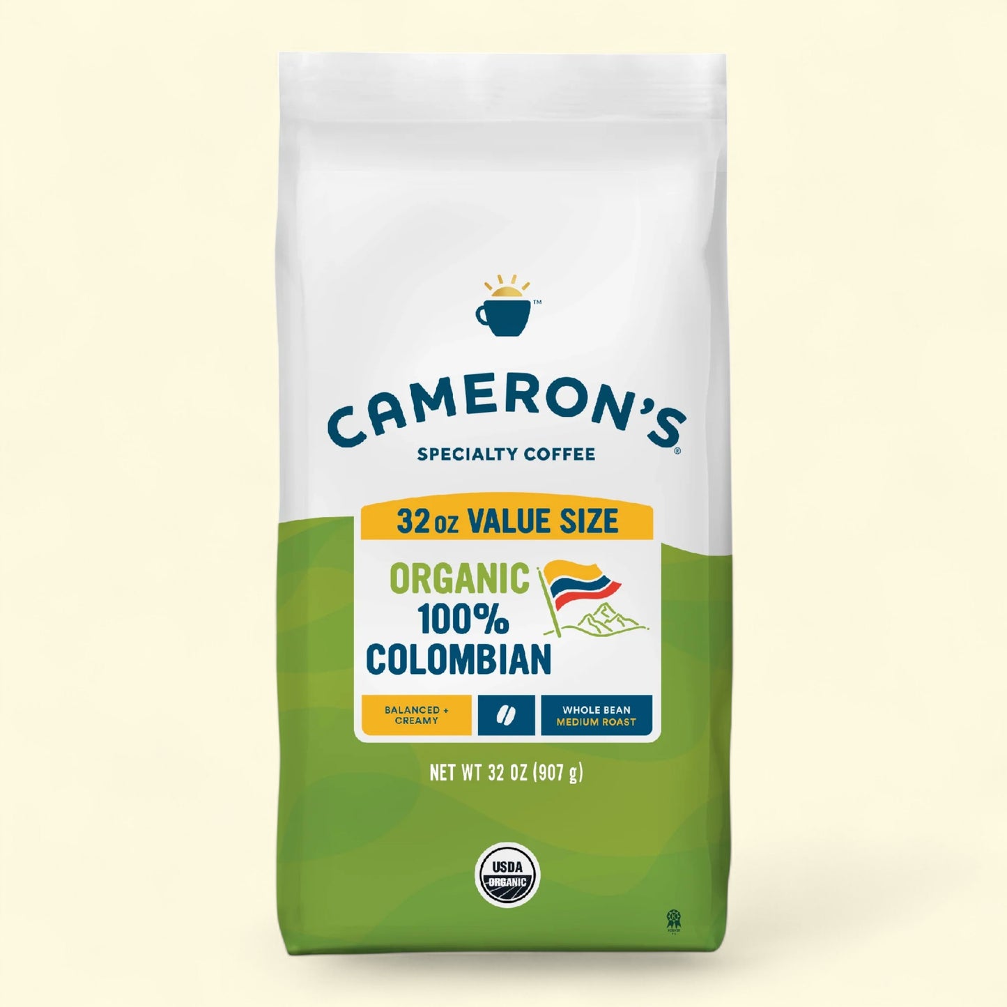 Cameron's Specialty Coffee bag on a light beige background
