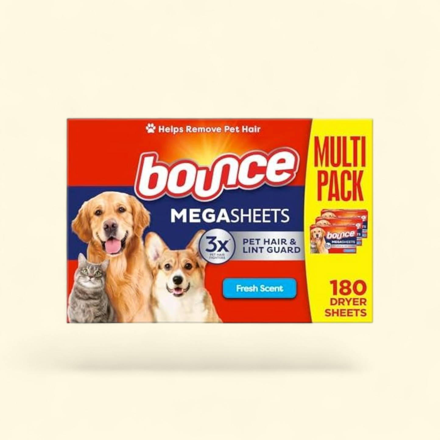Bounce Dryer Sheets, Pet Hair and Lint Guard, Fresh Scent, 180 Count