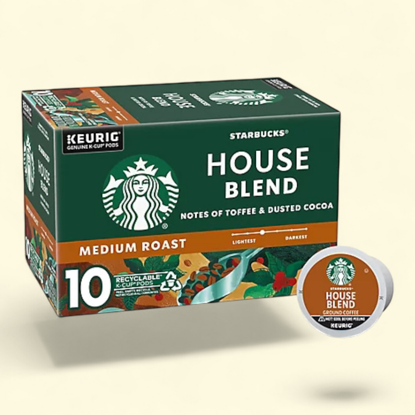 Starbucks Decaf House Blend Medium Roast K-Cup Coffee Pods, 10 ct