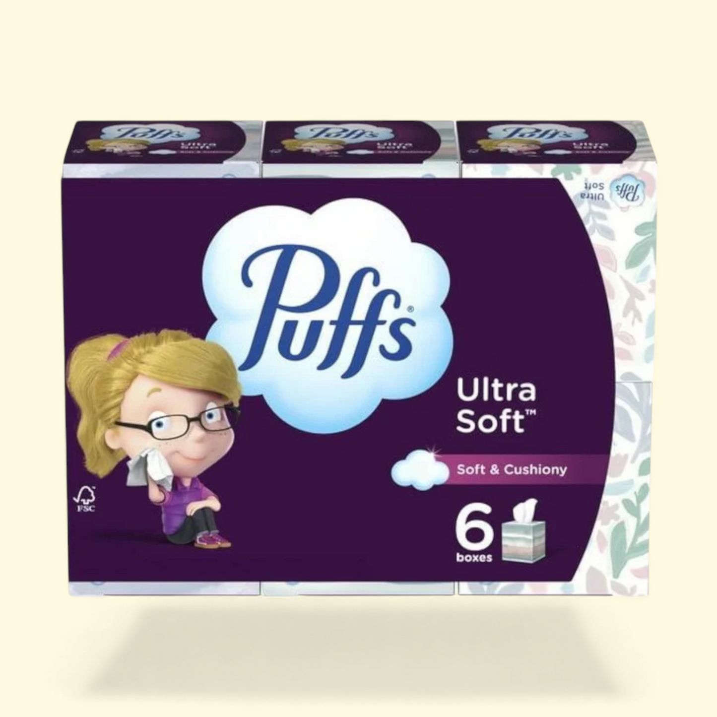 Puffs Facial Tissues, 6 Mega Cube Box, 72 Tissues