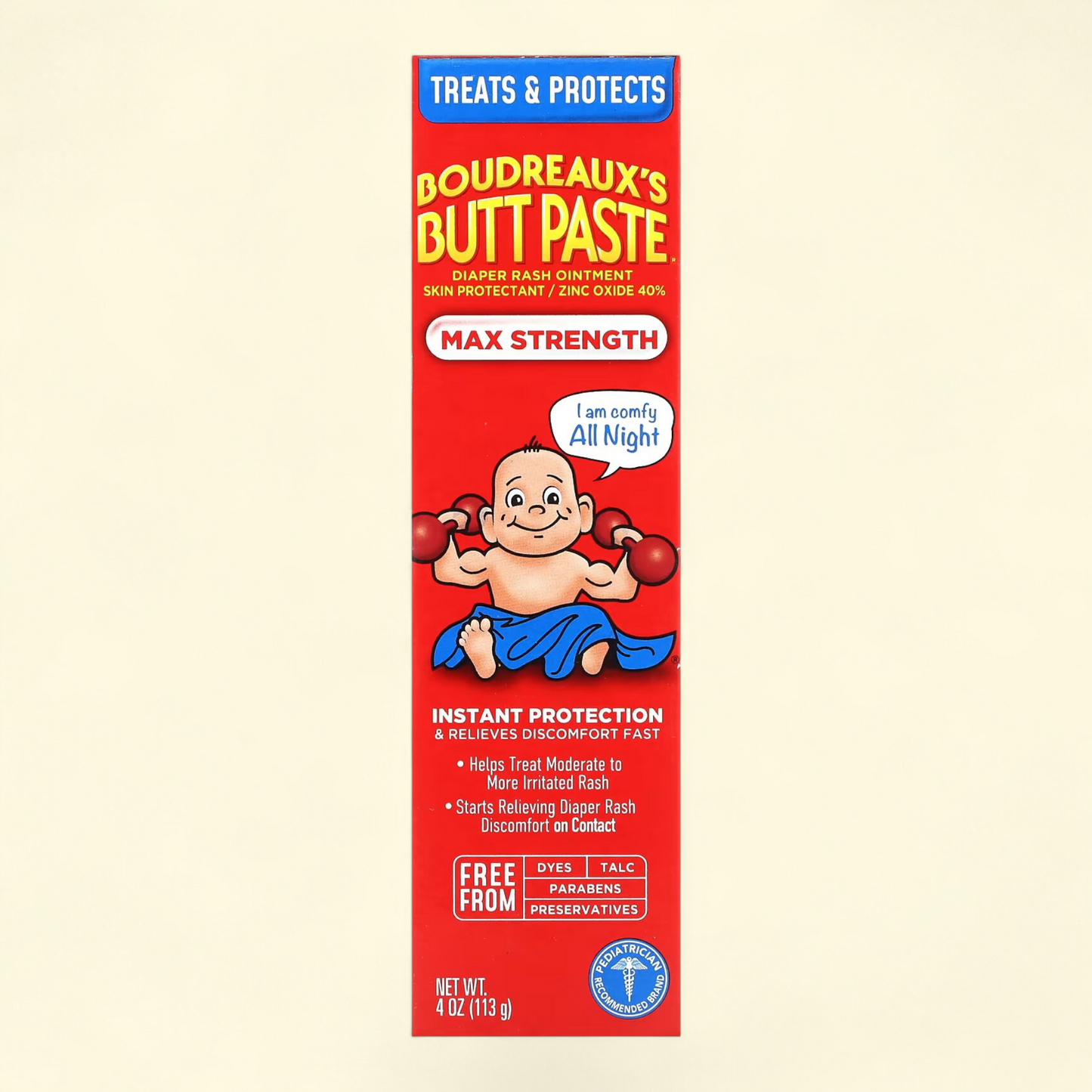 Boudreaux's Butt Paste Maximum Strength Diaper Rash Cream, 4 oz Tube