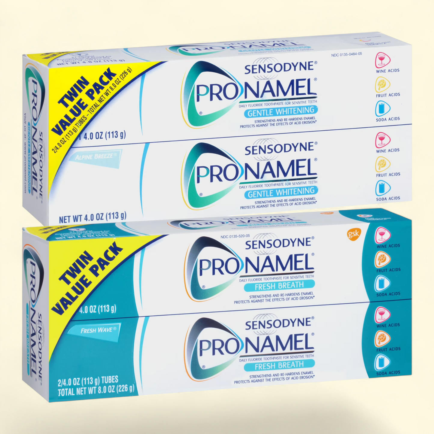 Sensodyne Pronamel Toothpaste, Double Twin Pack, 8.0 oz