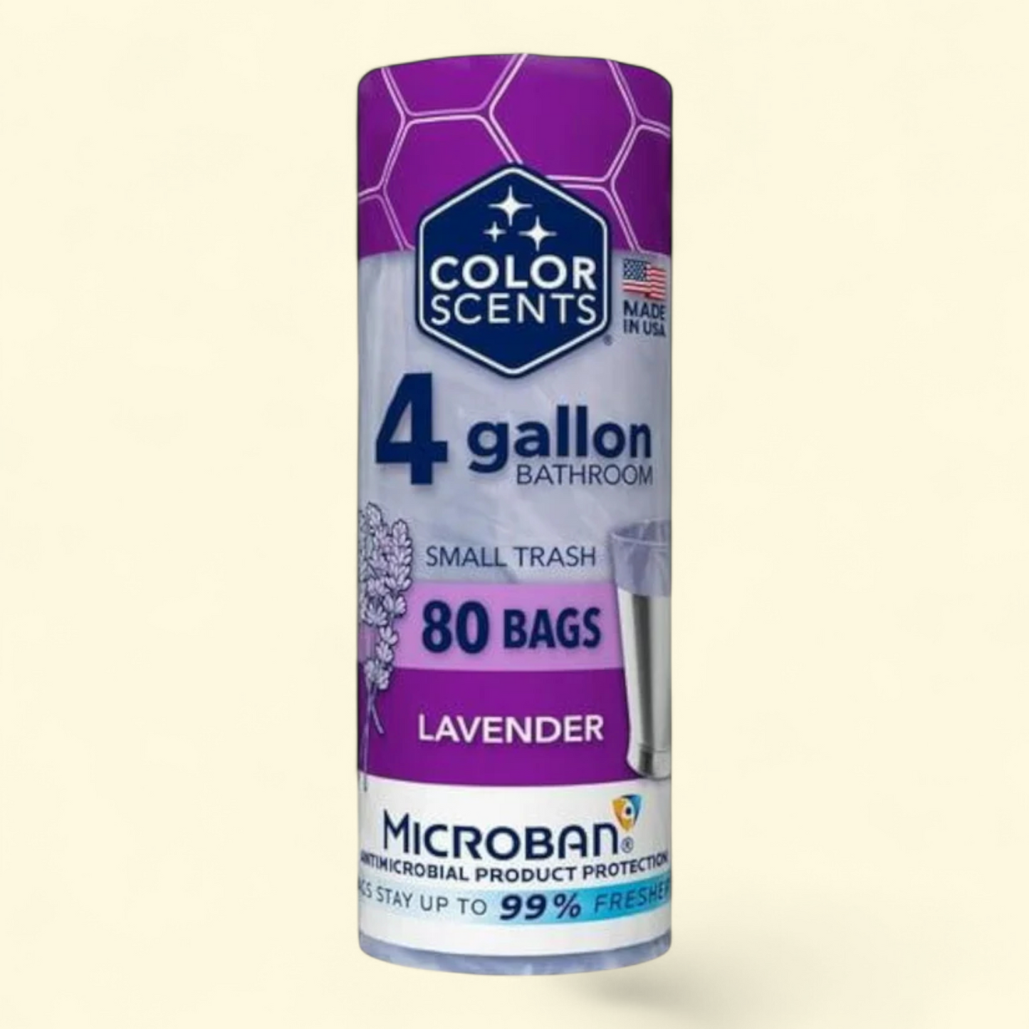 Color Scents Trash Bags, Lavender Scent, 4-Gallon, 80 Bags