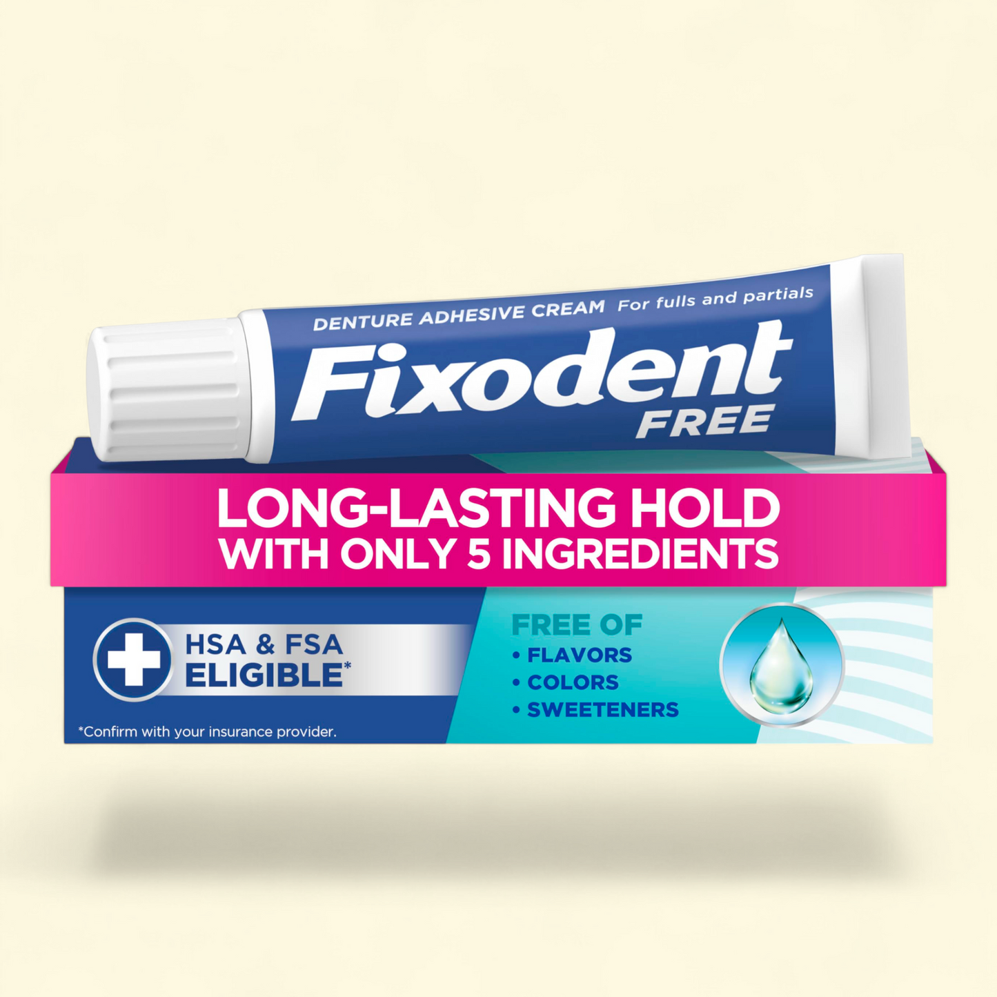 Fixodent Complete Denture Adhesive Cream, 2.4 oz