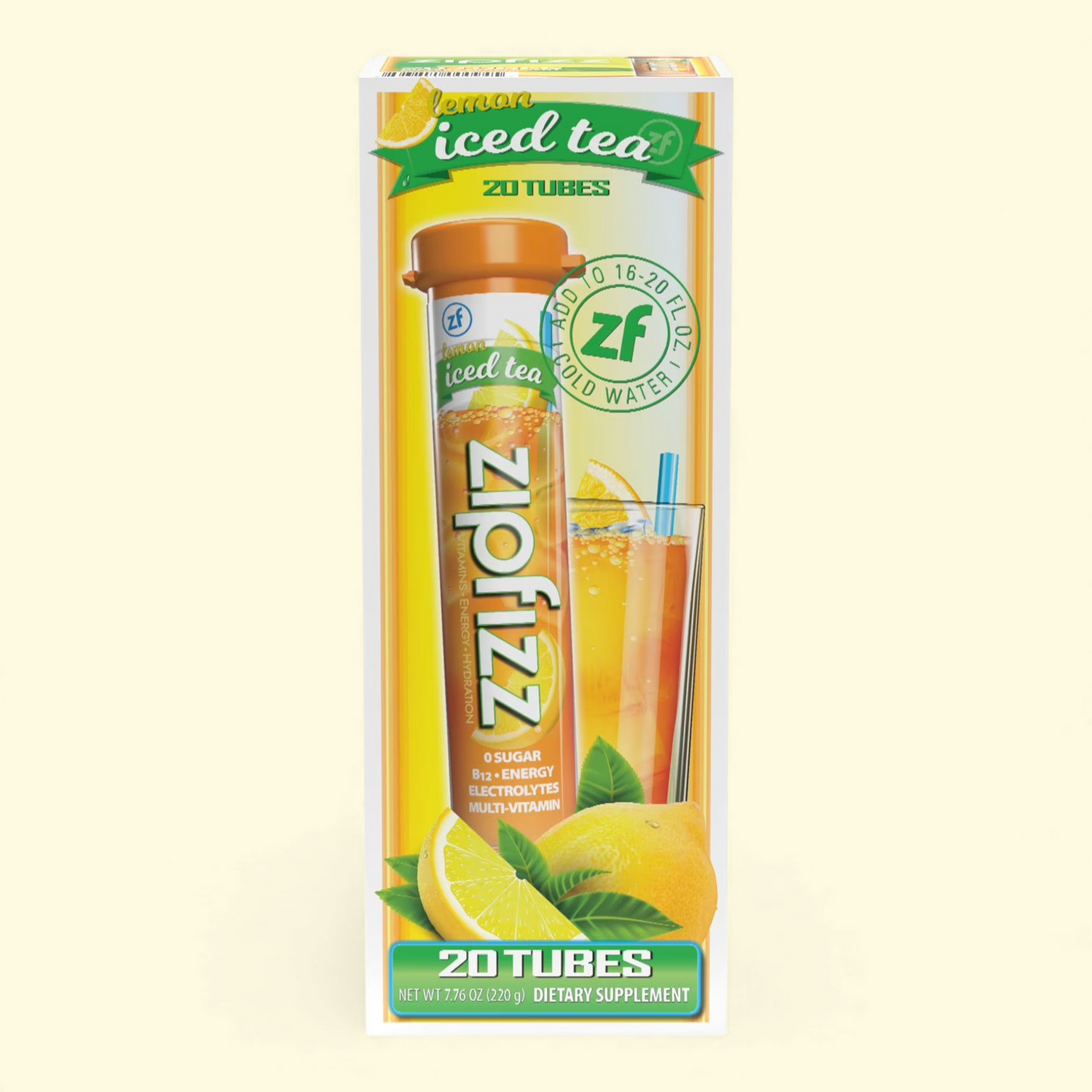 Zipfizz Energy Multi-Vitamin Drink Mix, Lemon Iced Tea, 20 ct.