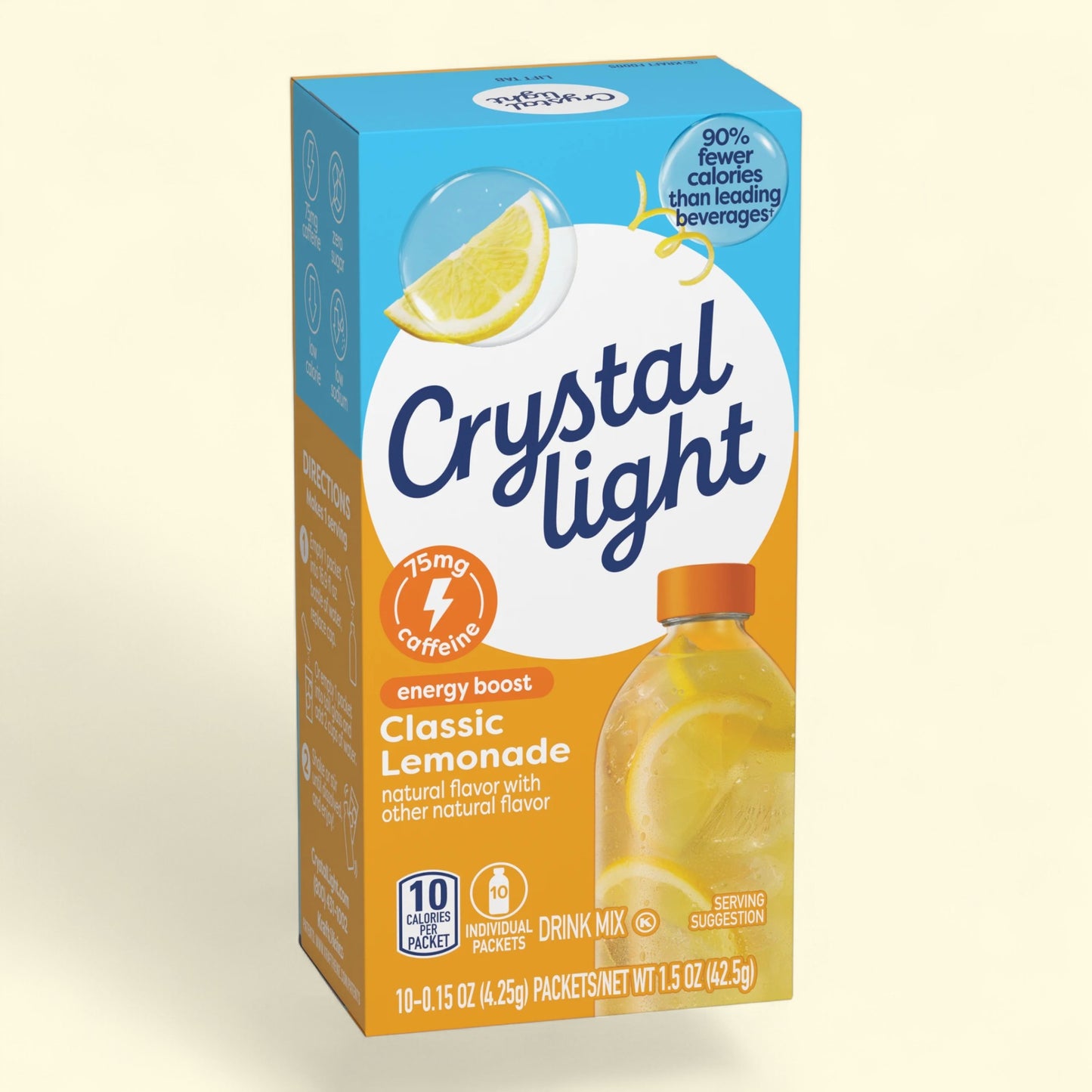 Box of Crystal Light Classic Lemonade on a white background