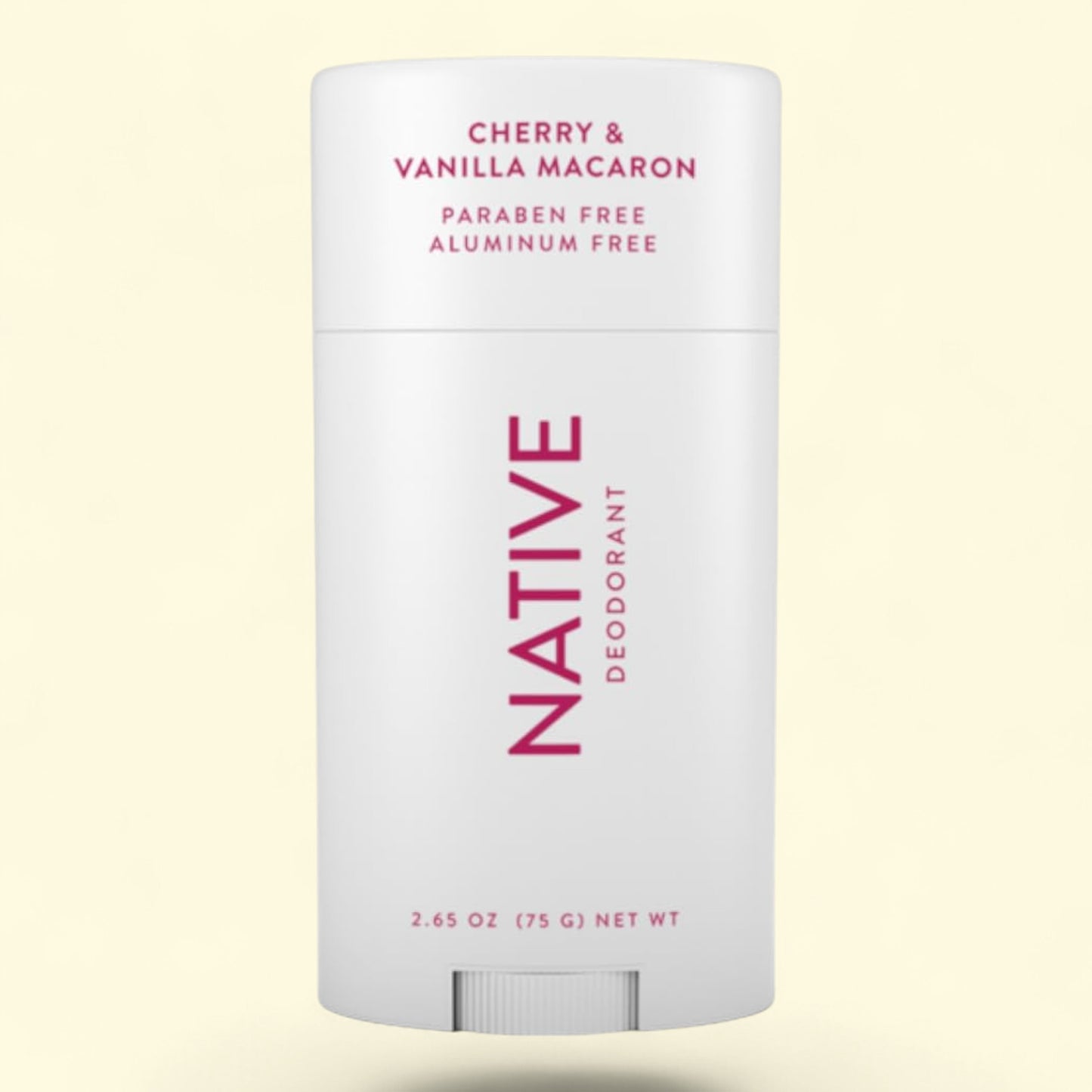 Native deodorant stick with cherry and vanilla macaron flavor