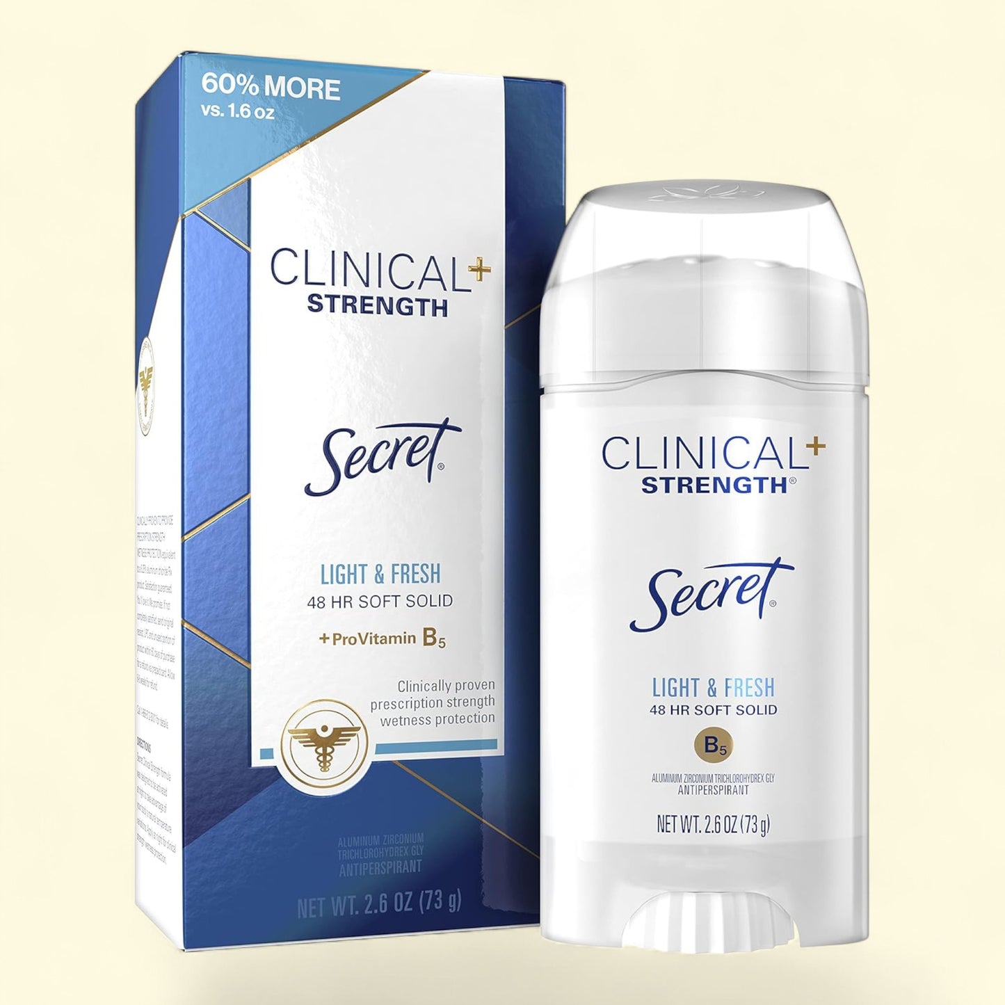 Secret Clinical Soft Solid Antiperspirant and Deodorant, Light & Fresh, 2.6 oz