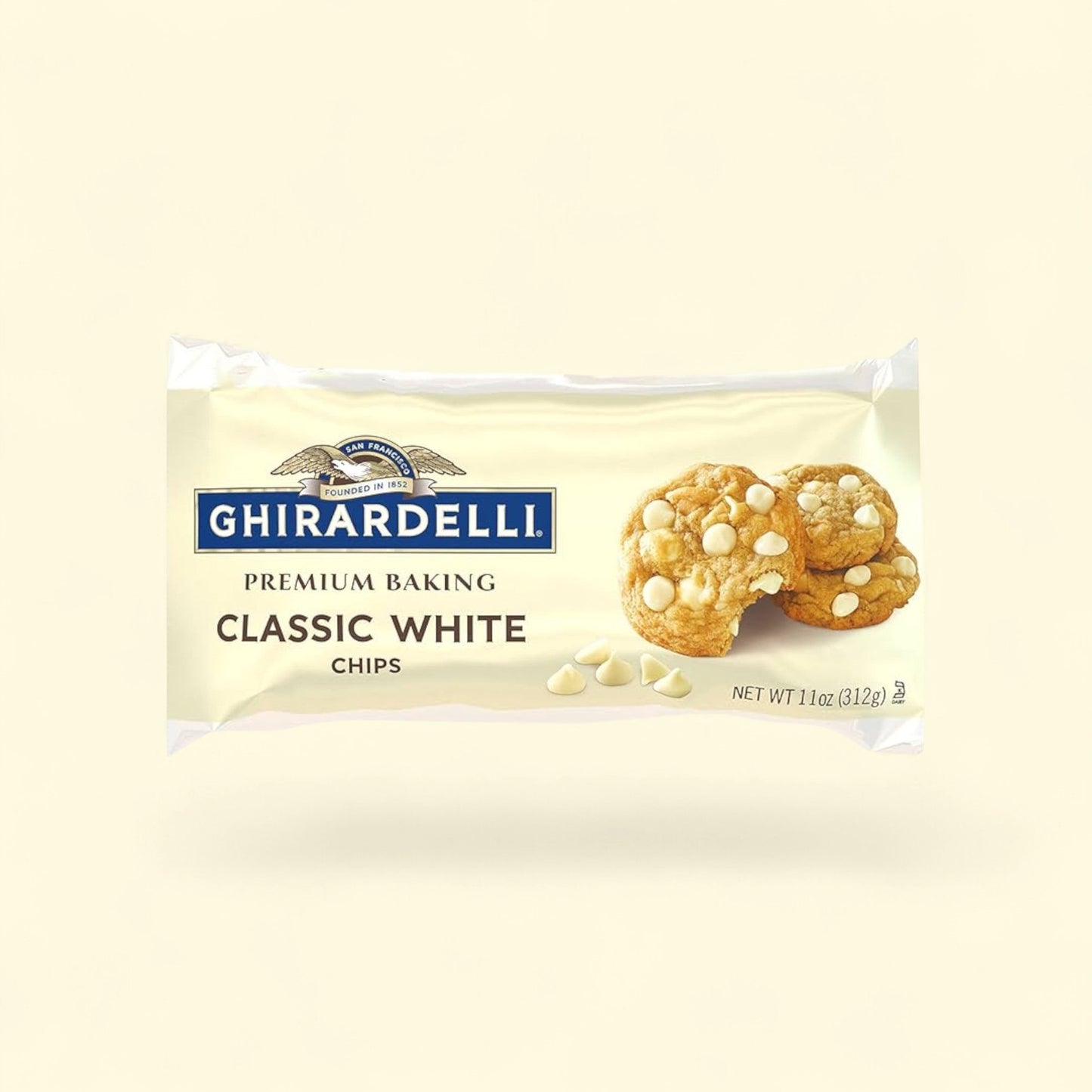 GHIRARDELLI White Vanilla Baking Chips, 11 oz Bag — authentic US product shipped worldwide by Treatspree