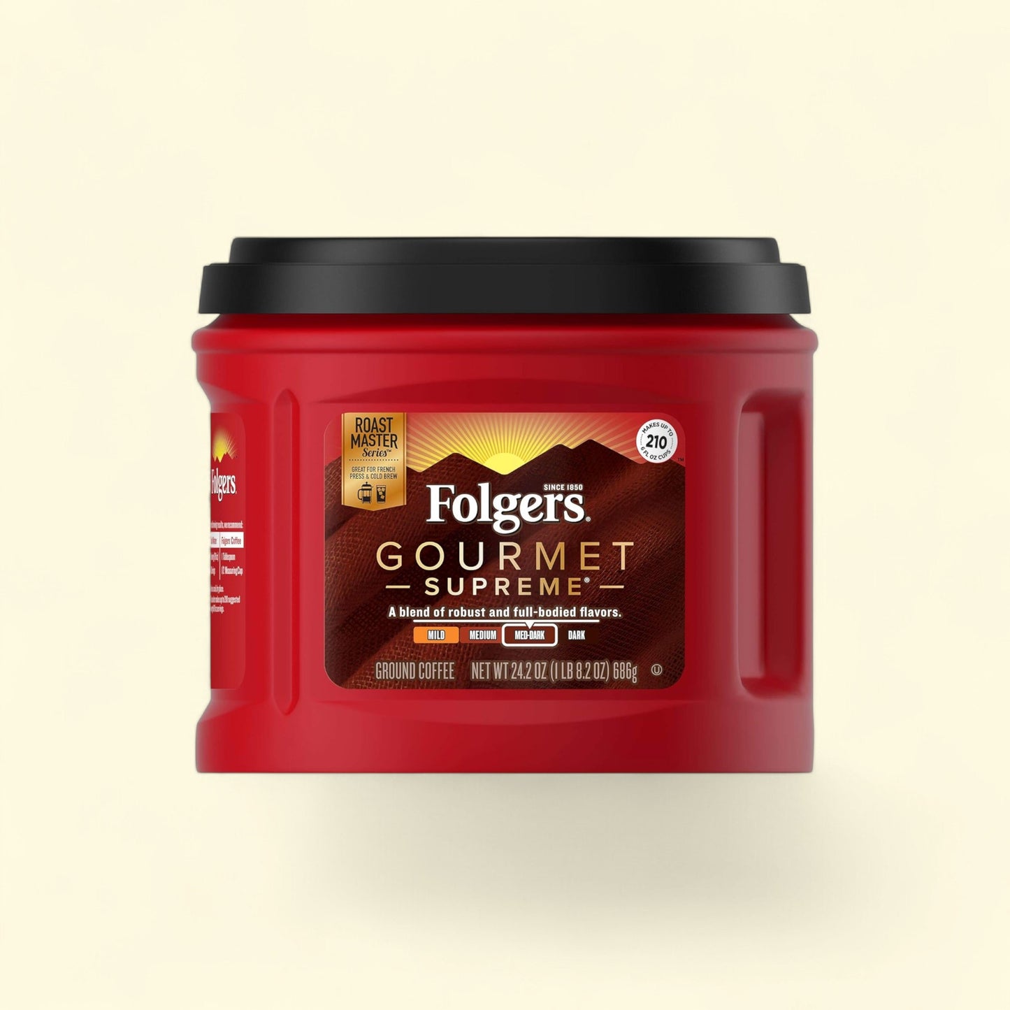 Folgers Gourmet Supreme Ground Coffee, Medium-Dark Roast, 24 oz — authentic US product shipped worldwide by Treatspree