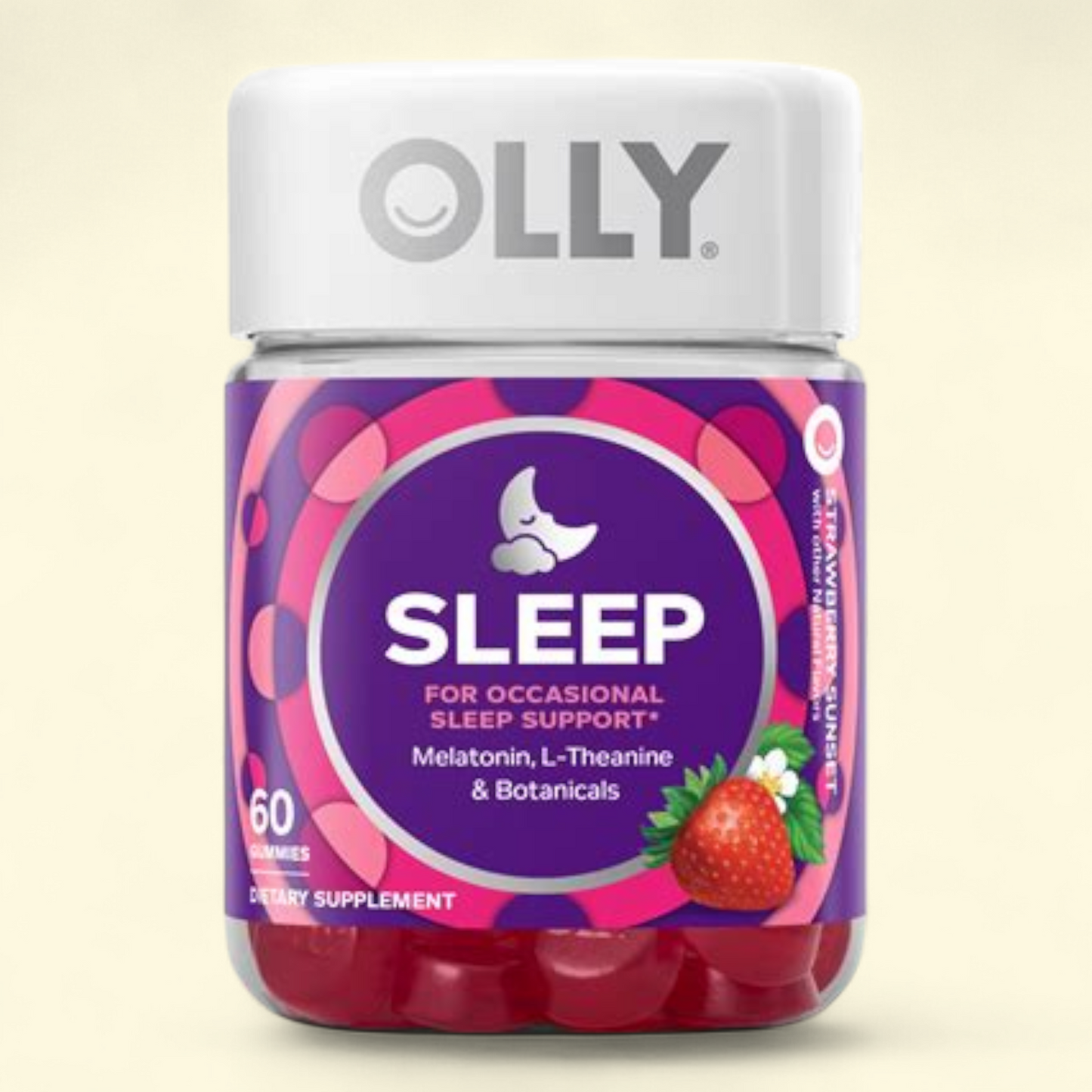 OLLY Sleep Gummy Supplement, 10mg Melatonin, L-Theanine, Strawberry Flavor, 50 Ct