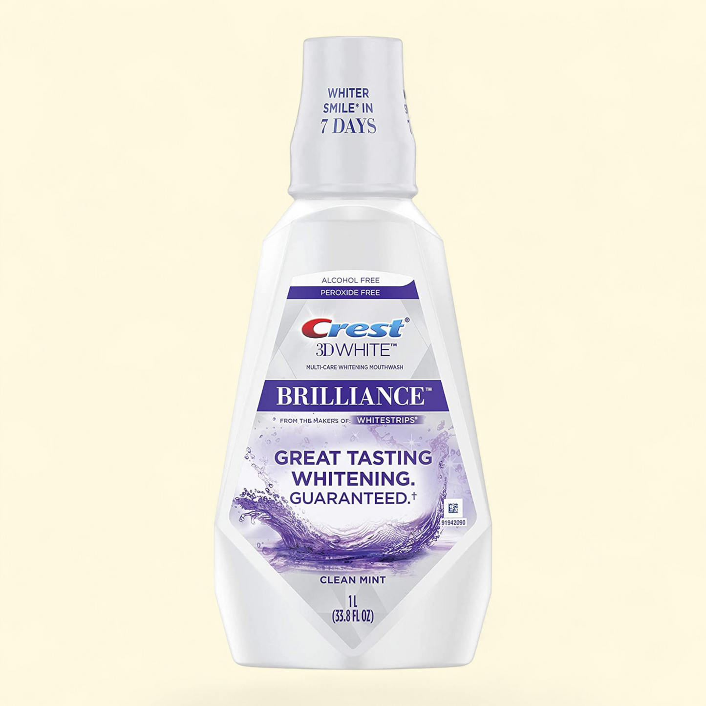 Crest 3D White Brilliance Mouthwash, Clean Mint, 33.8 fl oz