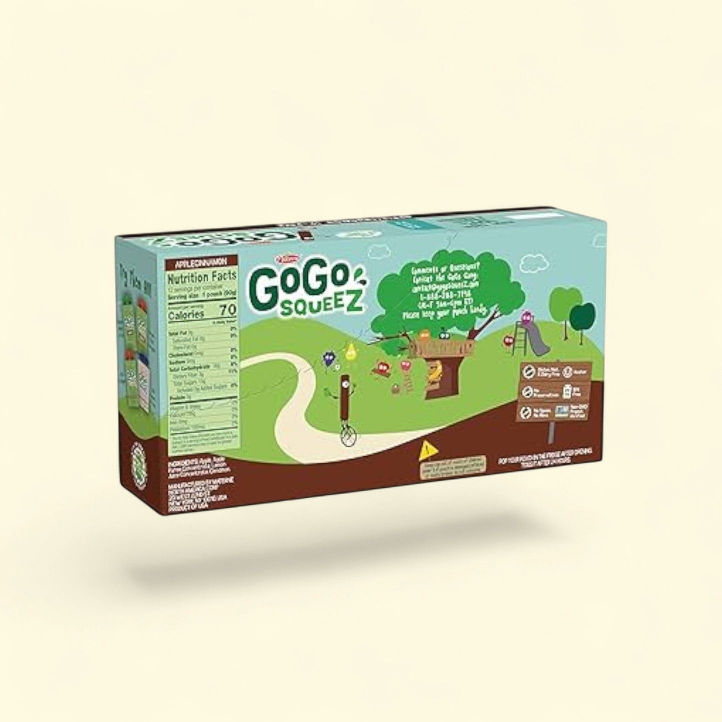 GoGo squeeZ Applesauce and Fruit Puree, Apple Cinnamon, 3.2 oz, 12 ... — authentic US product shipped worldwide by Treatspree