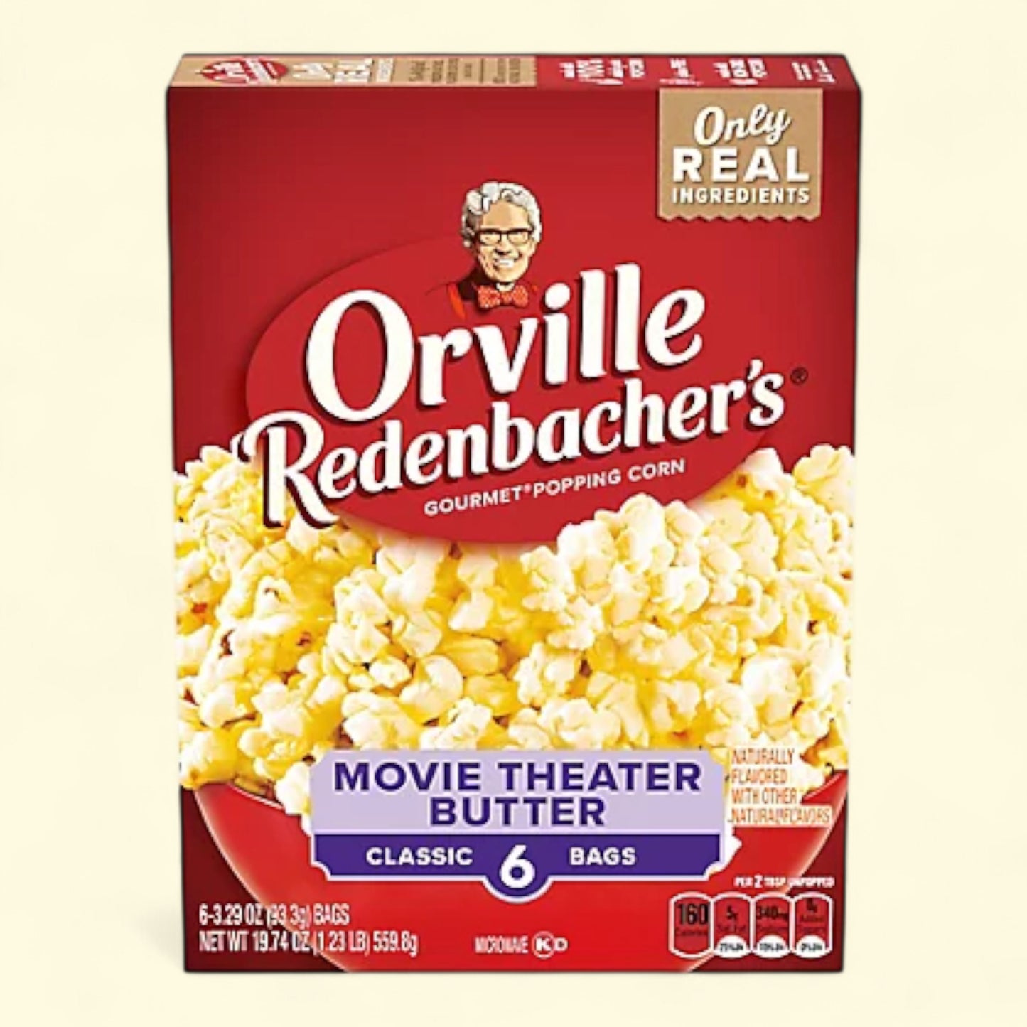 Orville Redenbacher's Popcorn, Reduced Sodium Movie Theater Butter Flavored, 19.74 oz., 6-Count