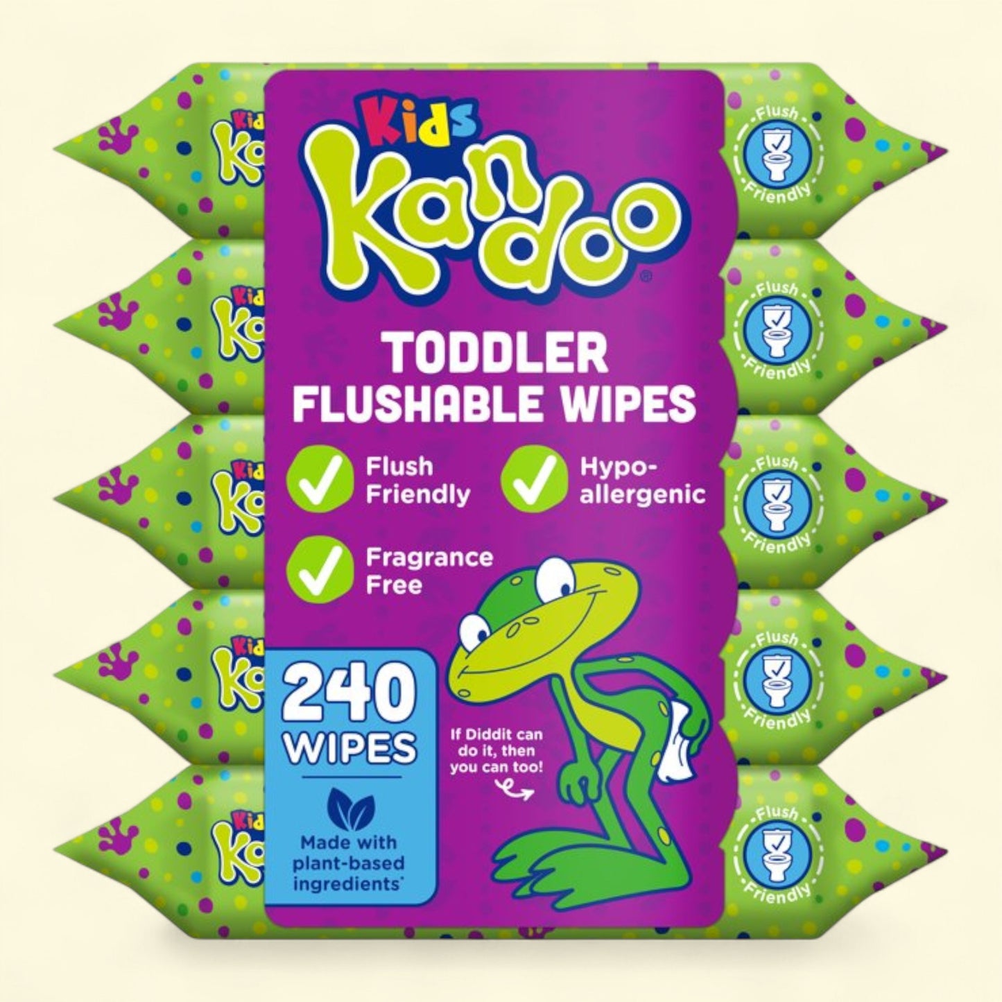 Kandoo Kids Flushable Wet Wipes, Fragrance Free, 240 Wipes