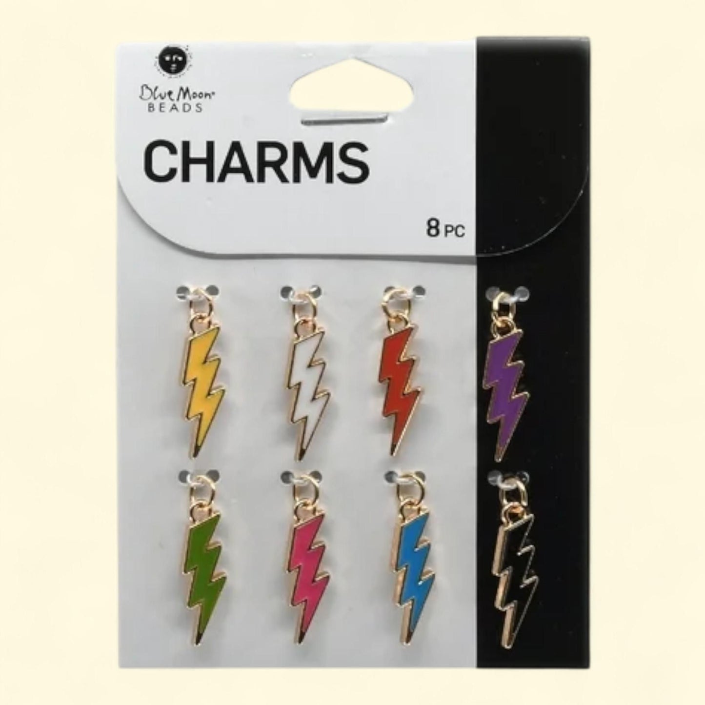 Blue Moon Beads Lightning Bolt Charms, Set of 8