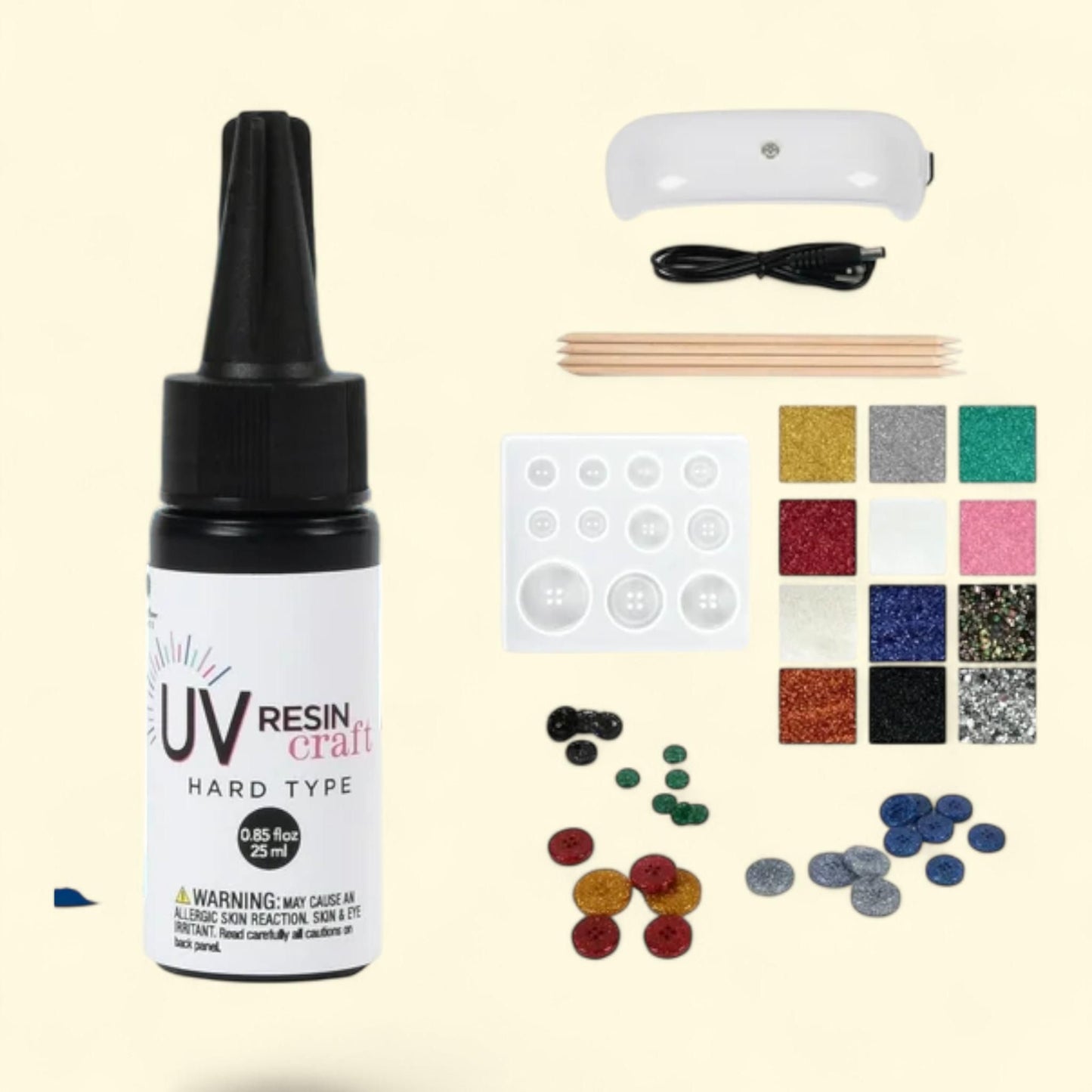 Kit de résine UV Blue Moon Beads, kit de démarrage pour la fabrication de boutons, multicolore, 1 pièce