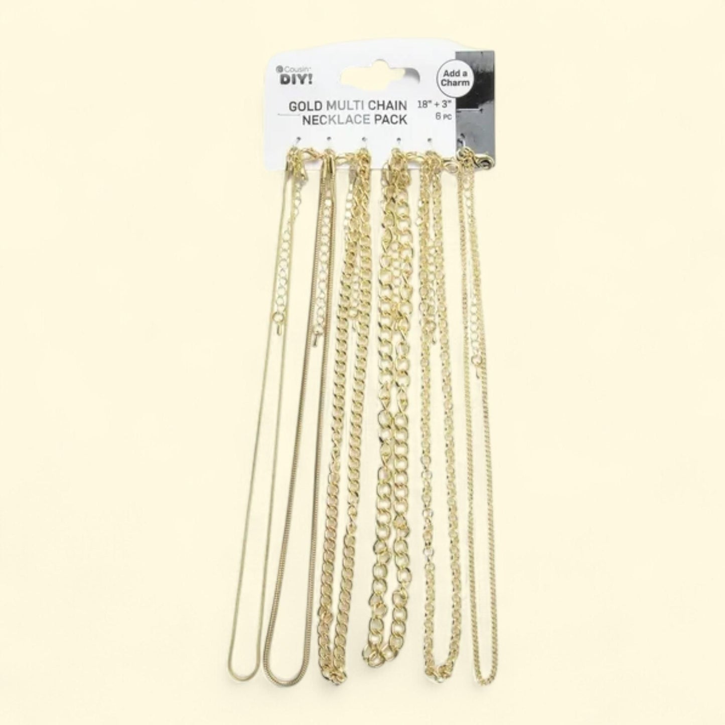 Cousin DIY Gold Multi Chain Necklace Pack, 18-21 in with Extender, Adult, Unisex