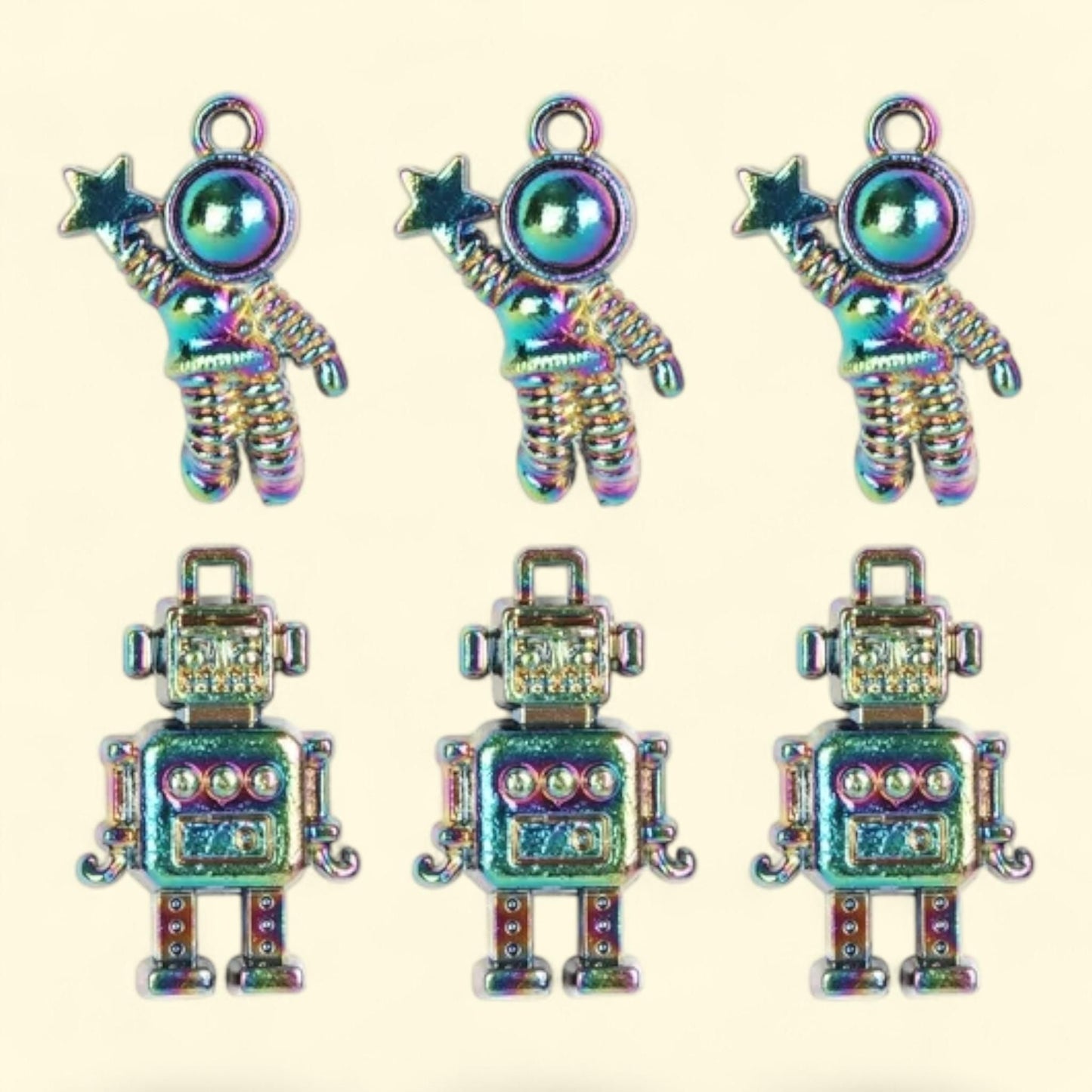 Cousin Metallic Rainbow Space Charm Set, 6 pcs