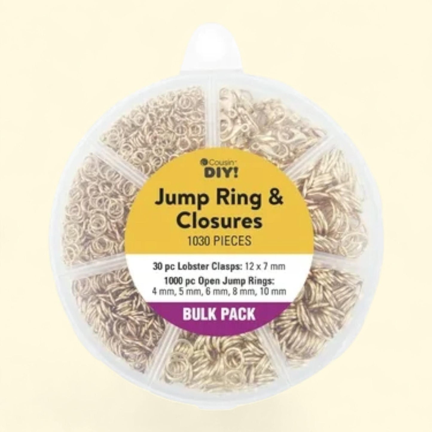 Cousin DIY Jump Ring Assortment, Gold Finish Metal, 1030 pcs