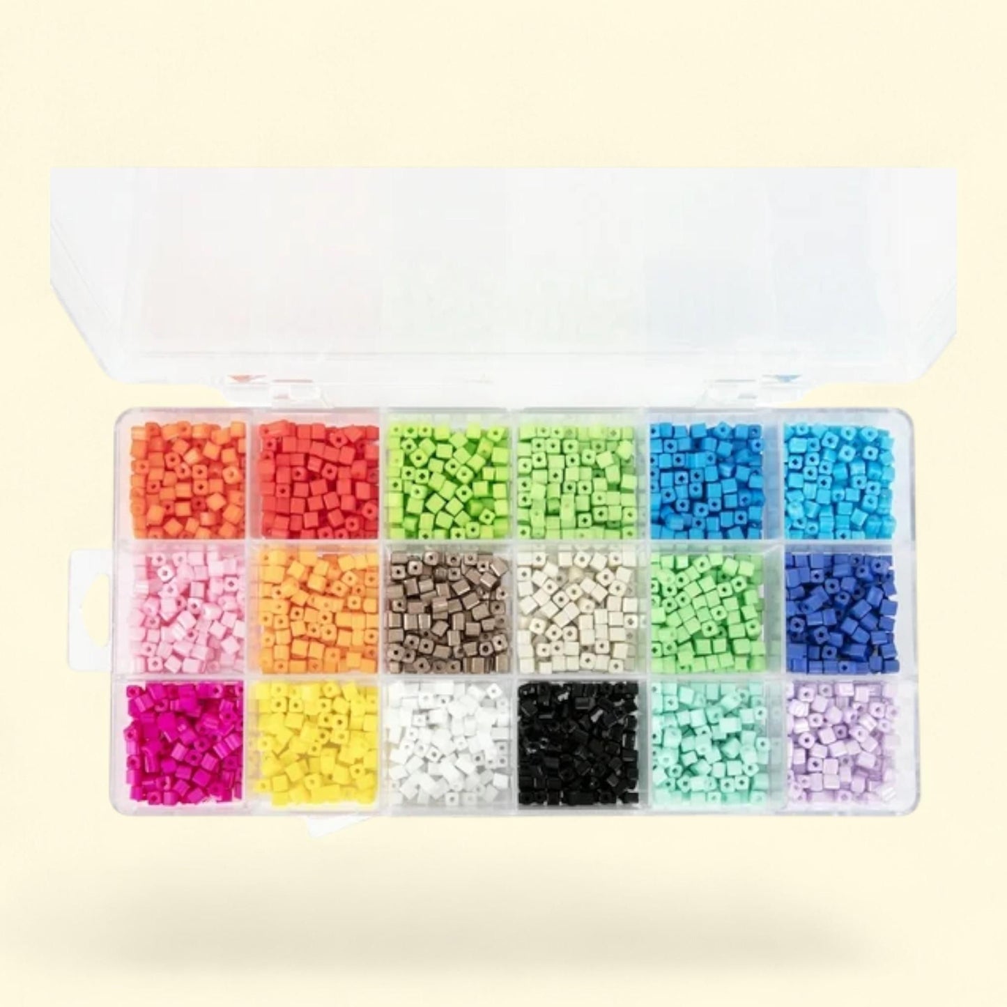 Cousin Rainbow Square Glass Seed Bead Assortment, 180g