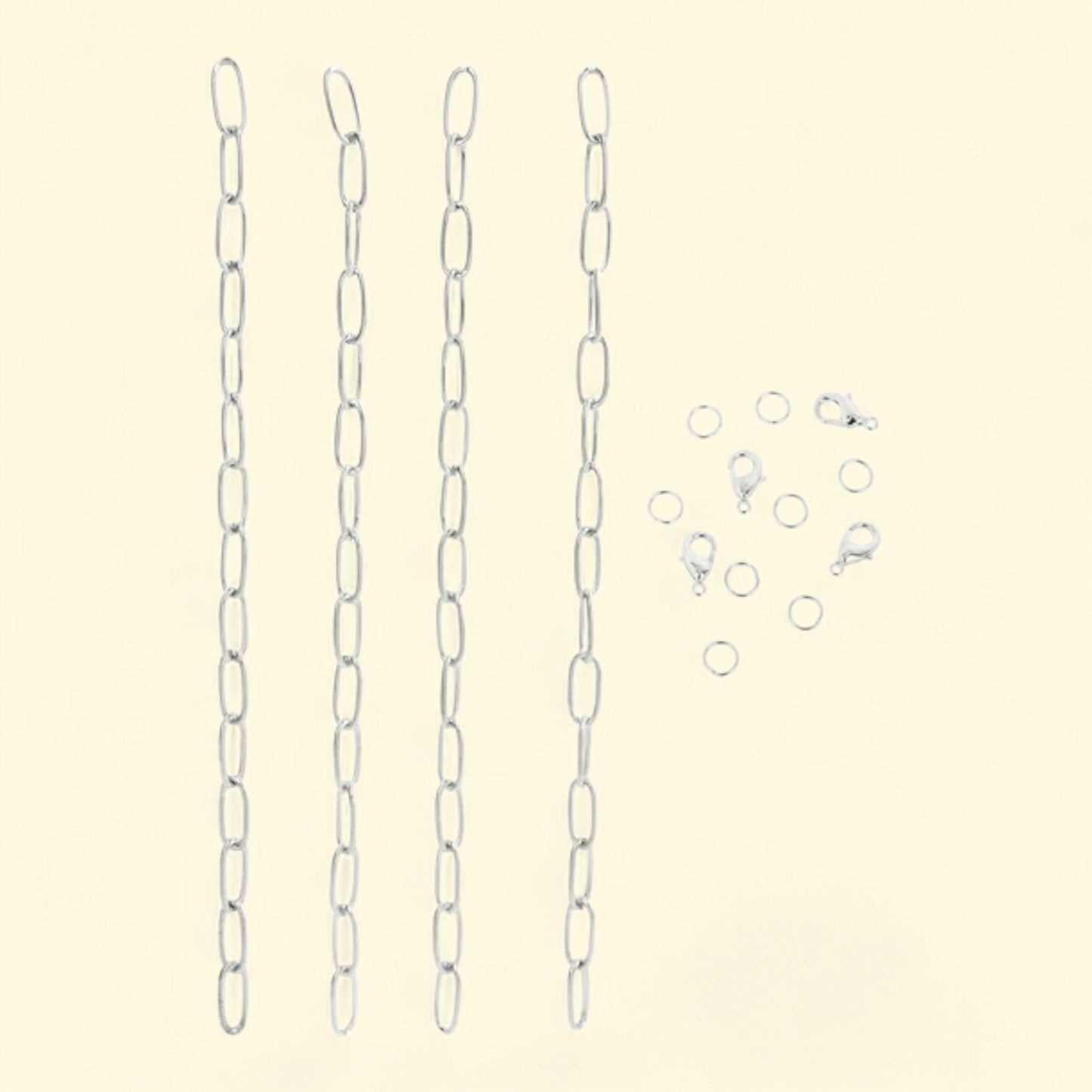 Cousin DIY Silver Dainty Long Chain, 7.5 in Each, 4 pcs