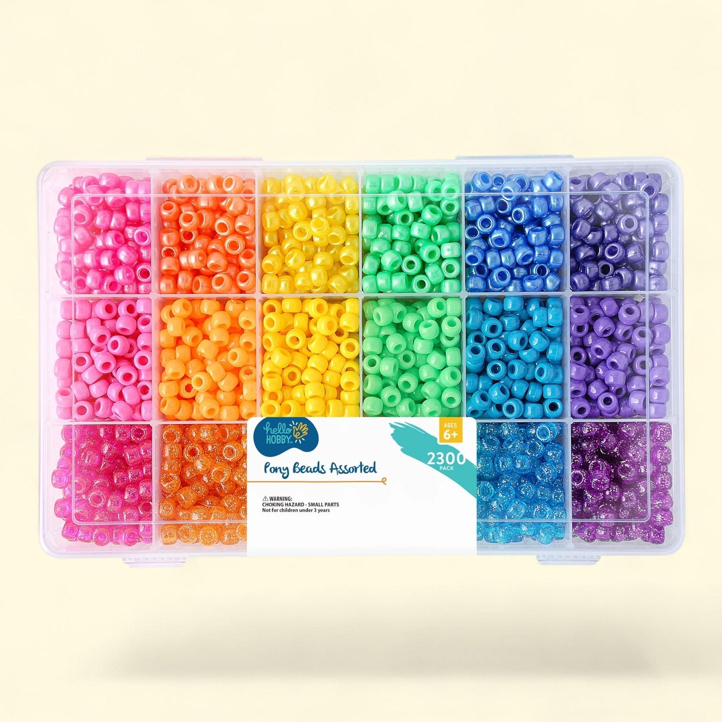 Hello Hobby, Bright & Sparkle Pony Bead Box, 2300 pcs