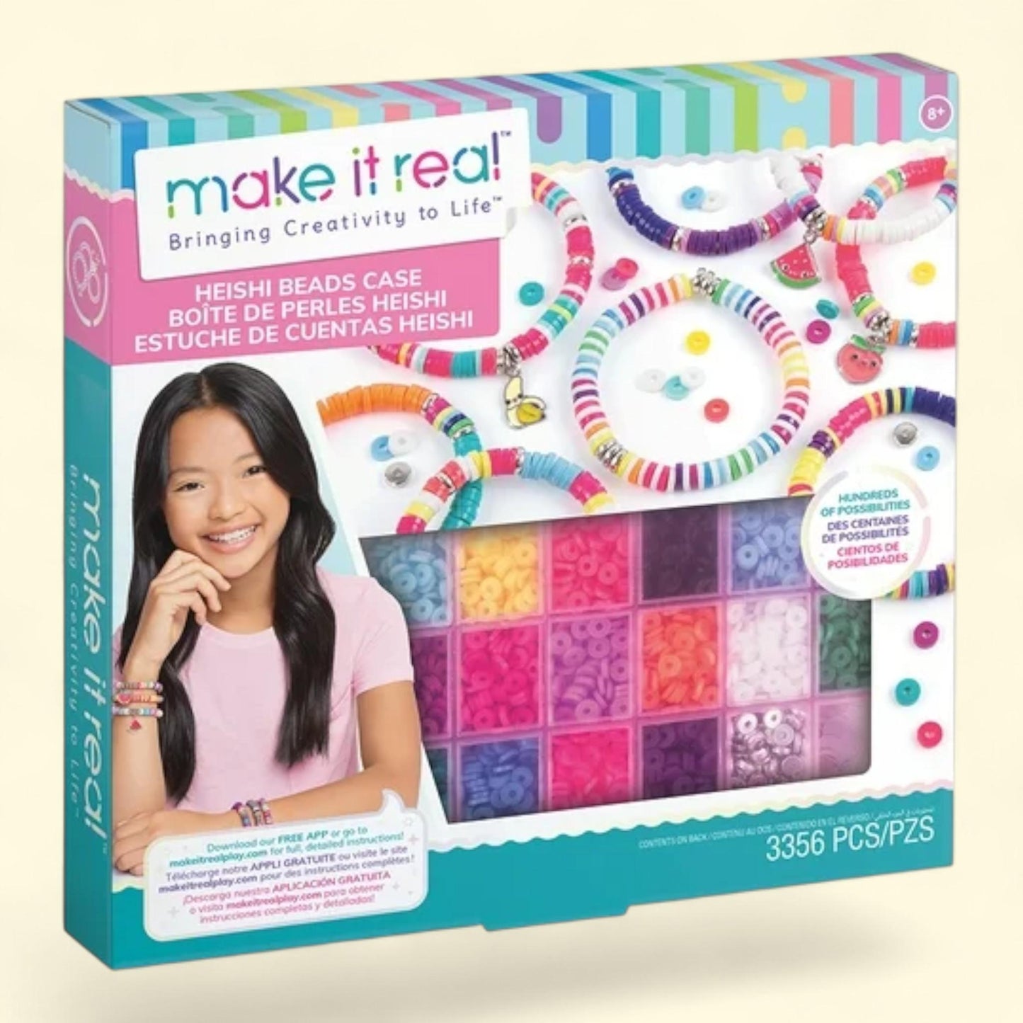 Make It Real Heishi Bead Storage Square Box, DIY Jewelry Kit, 3356 pcs — authentic US product shipped worldwide by Treatspree