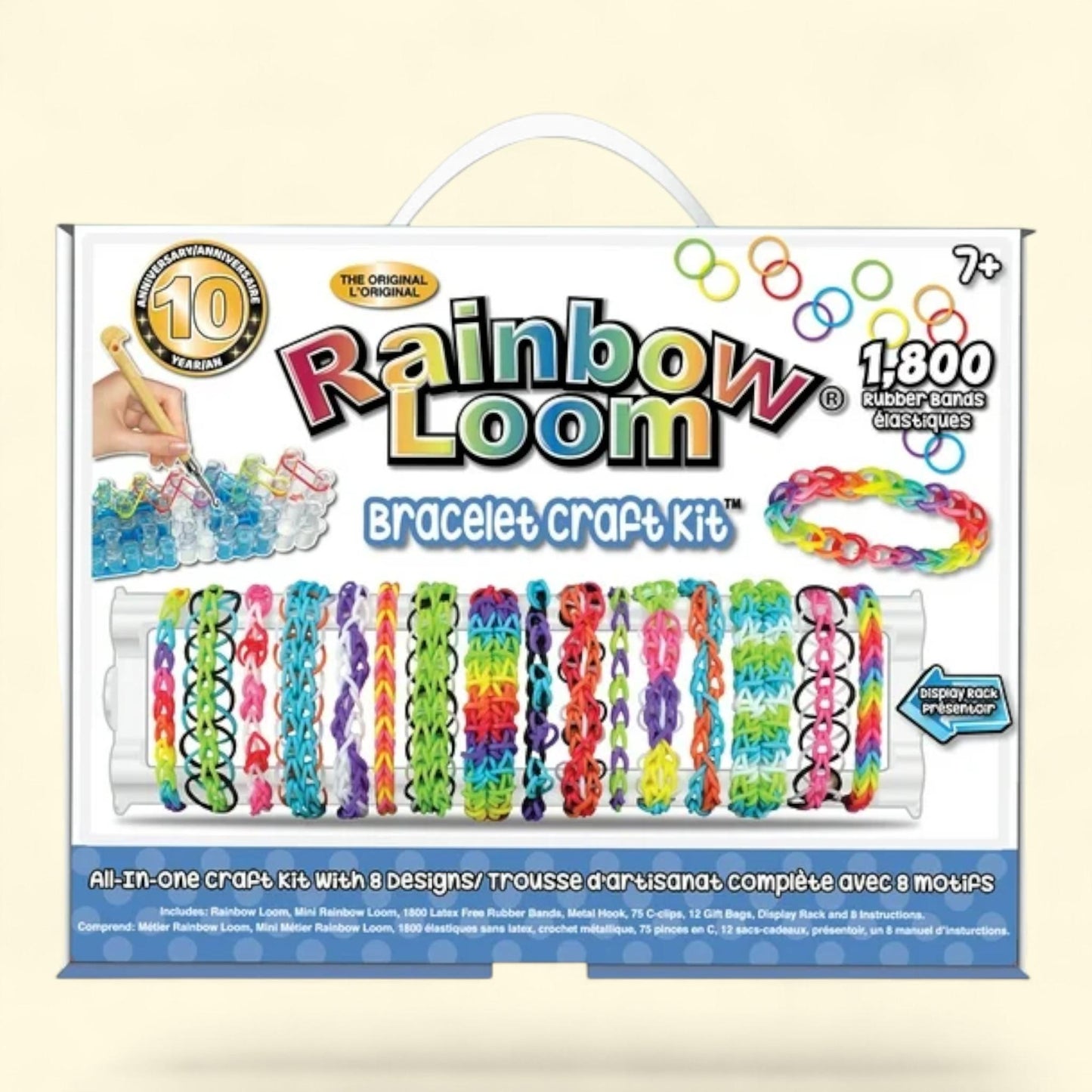 Kit de création de bracelets en élastiques Rainbow Loom, 1 800 pièces