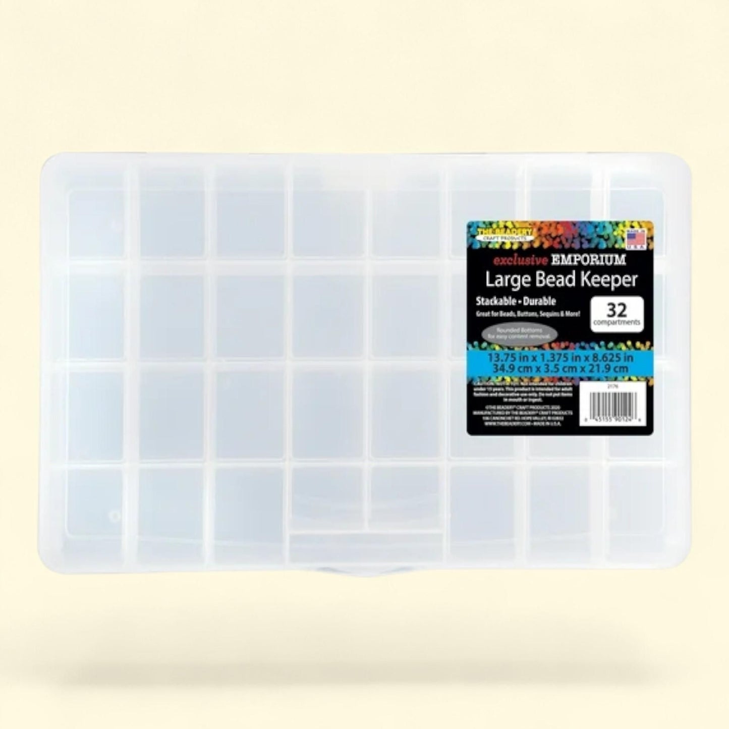 The Beadery - Large Bead Keeper Box, 32 Comp, Clear Plastic, 1 ct