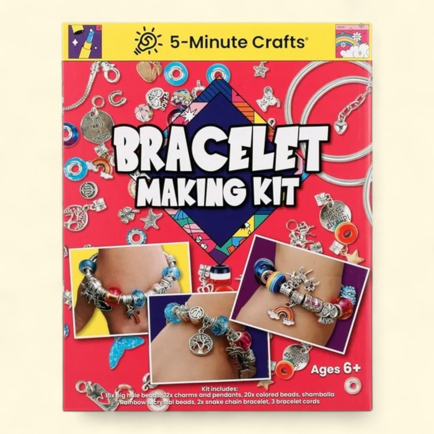 5-Minute Crafts Bracelet Making Kit, Colorful Beads Charms Pendants, Arts and Crafts, Kids 6+ Non Toxic, 1ct