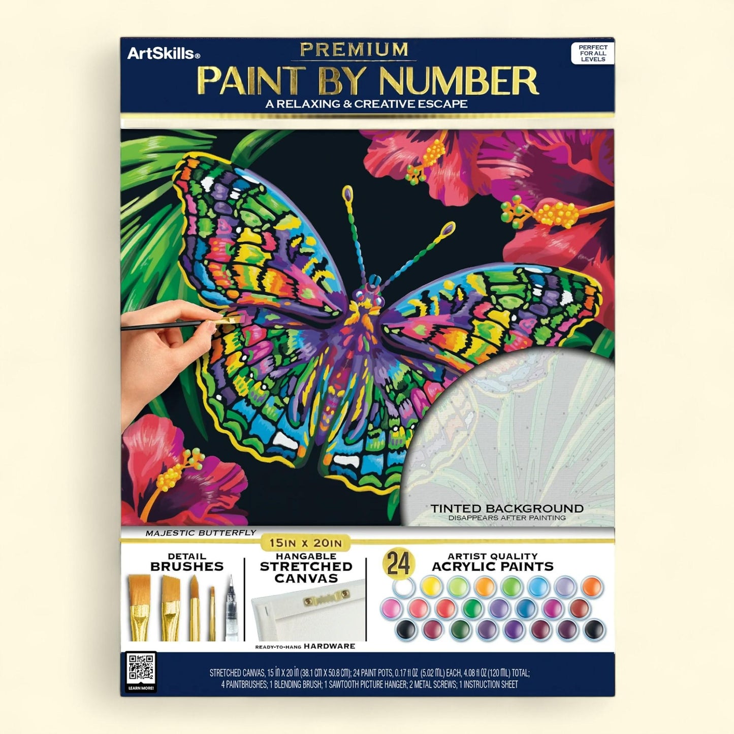ArtSkills Majestic Butterfly Paint by Number Art Kit, 20" x 15" Str... — authentic US product shipped worldwide by Treatspree