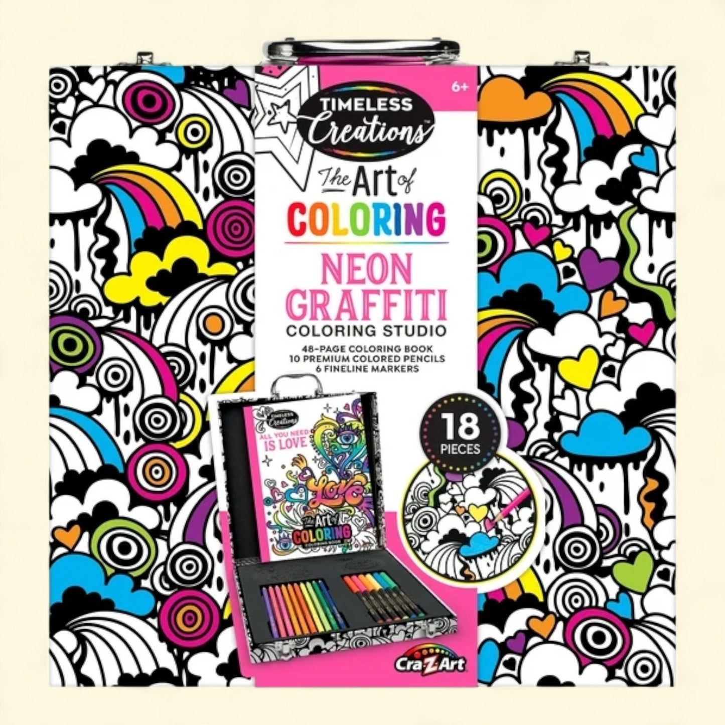 Cra-Z-Art Timeless Creations Adult Neon Graffiti Coloring Set, Beginner, 6+