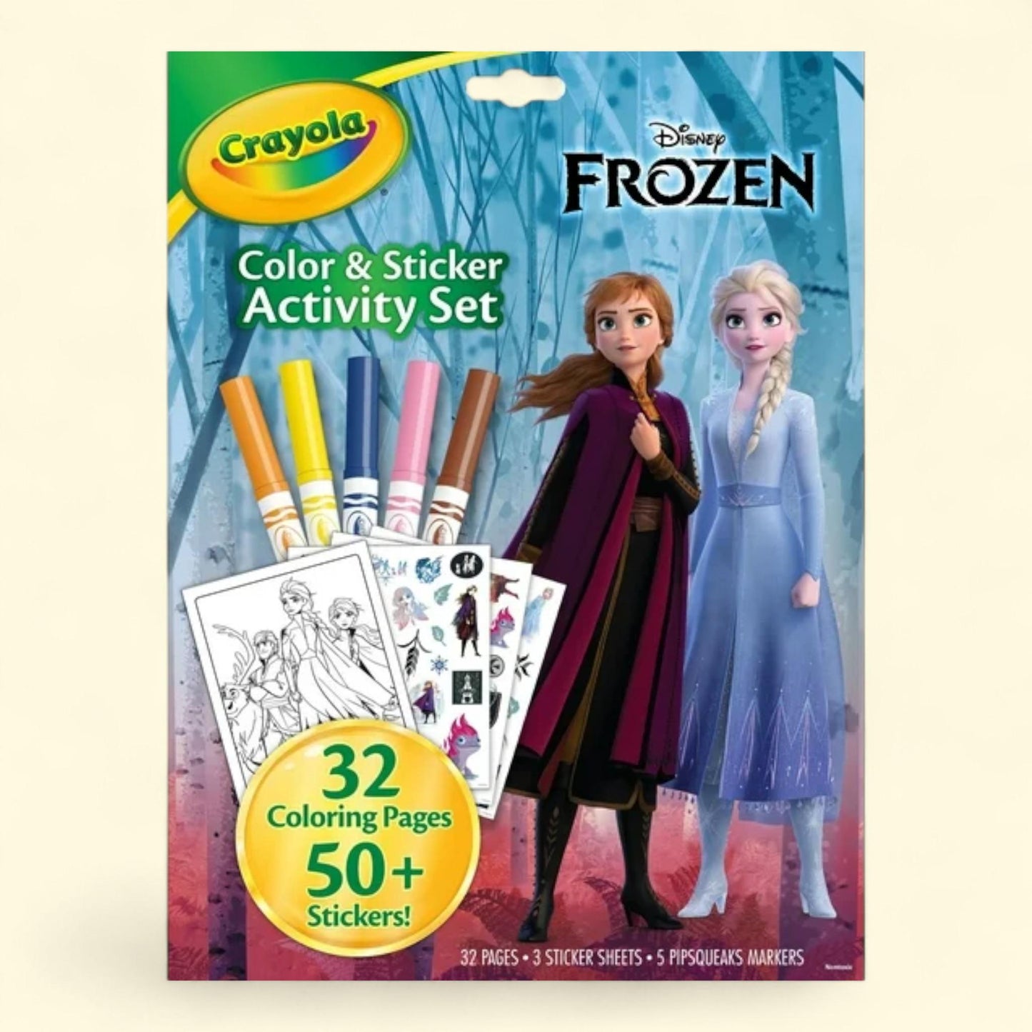 Crayola Frozen Color and Sticker Activity Set with Markers, Disney Frozen Coloring Book, Art Set, 6.25 x 0.75 x 9.75 inches