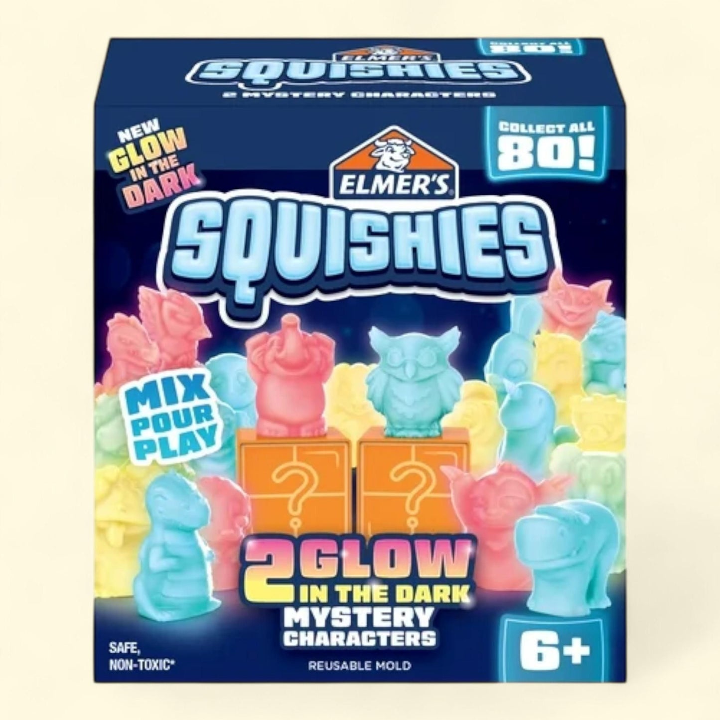 Elmer's Squishies DIY Squishy Toy Kit, 2 Count, Glow in the Dark Color