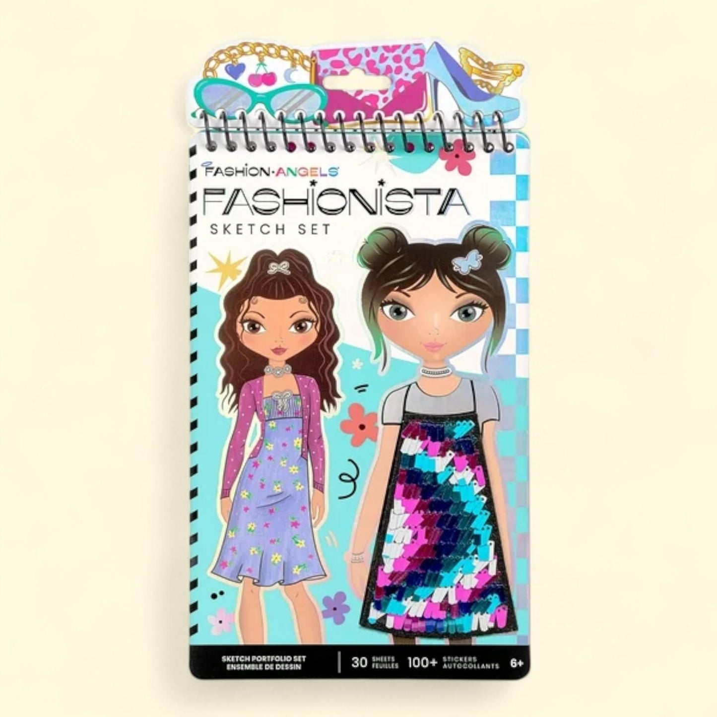 Fashion Angels Fashion Design Art Sketch & Coloring Portfolio Book, Multi Color 1 Pack