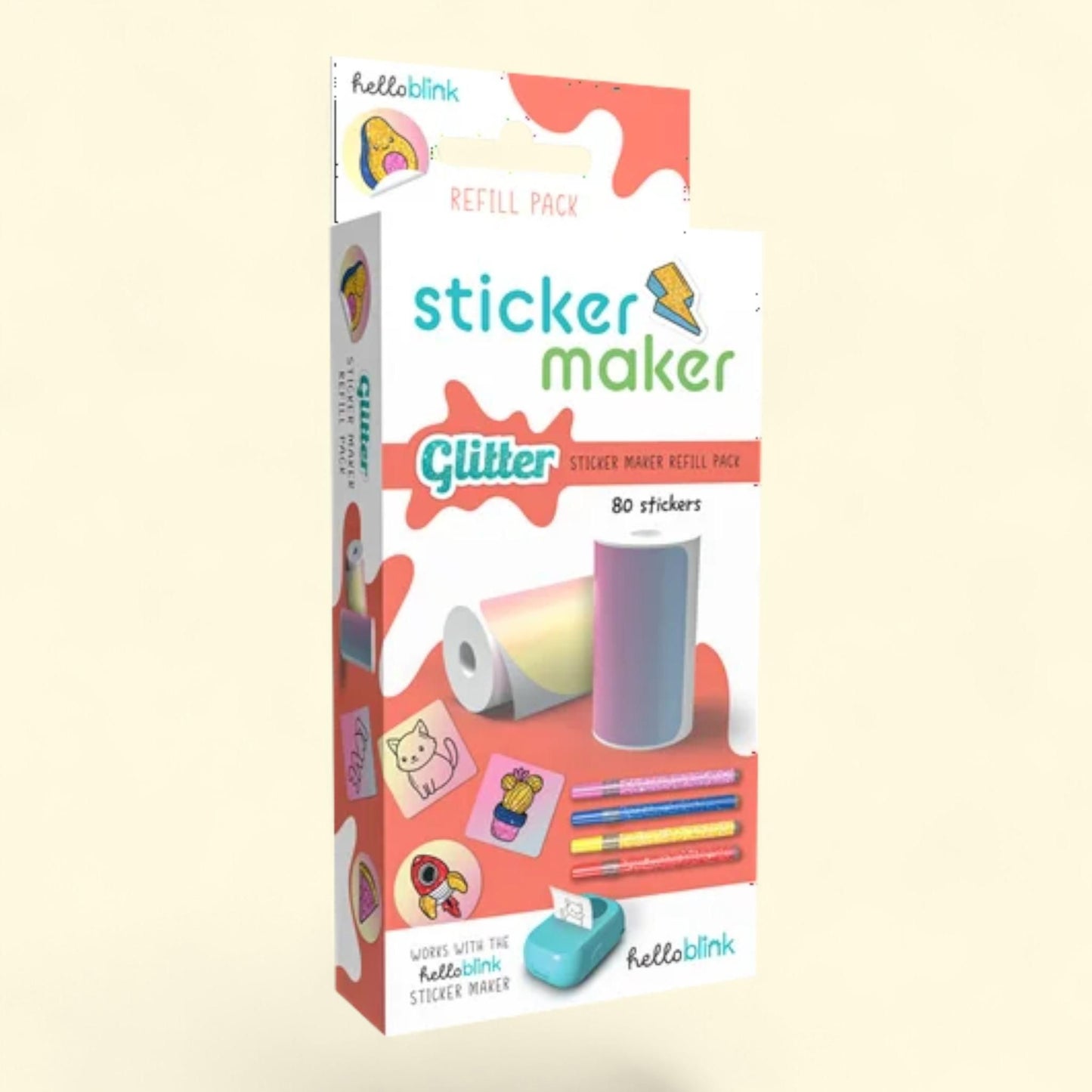 Hello Blink Sticker Maker Refill Pack, 80 Glitter Stickers, Childre... — authentic US product shipped worldwide by Treatspree