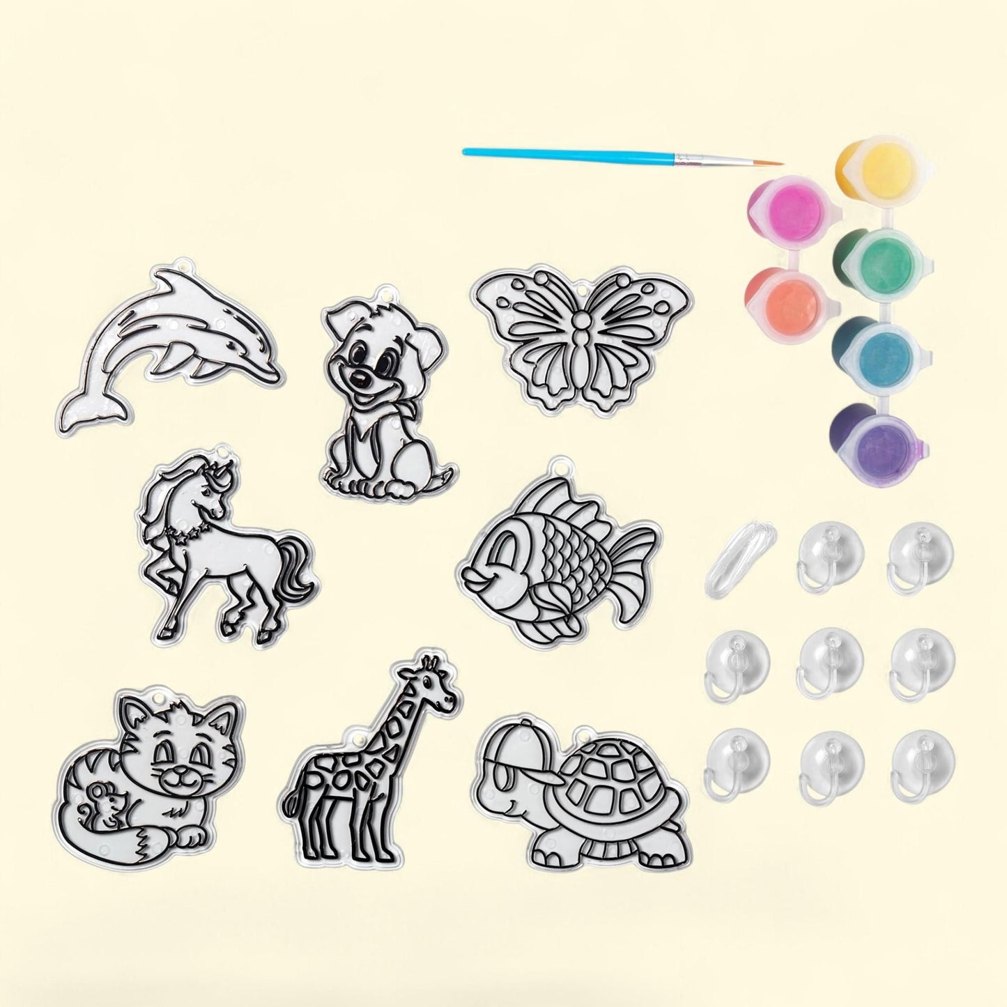 Hello Hobby Animals Window Art, 8 Suncatchers