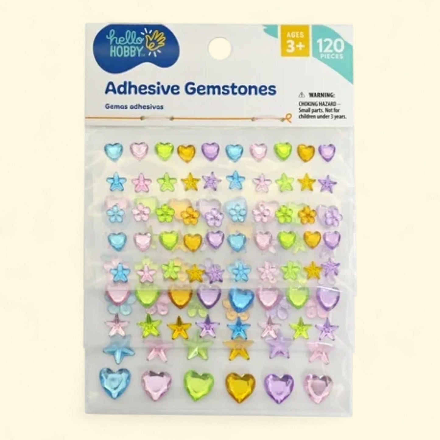Hello Hobby Adhesive Round Gemstones, 120 Piece