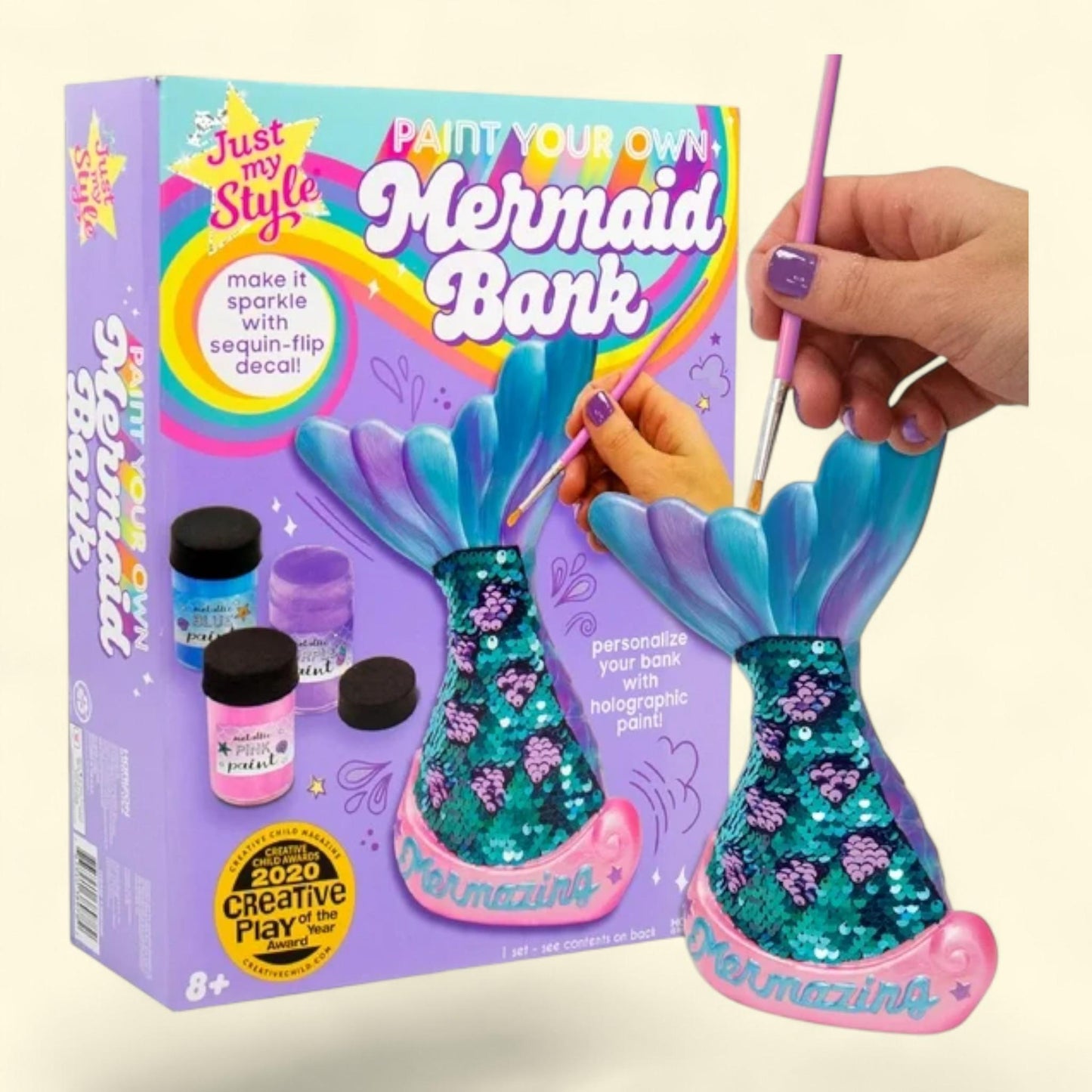 Just My Style Paint Your Own Mermaid Bank Art Kit, Child, Ages 6+, 1ct