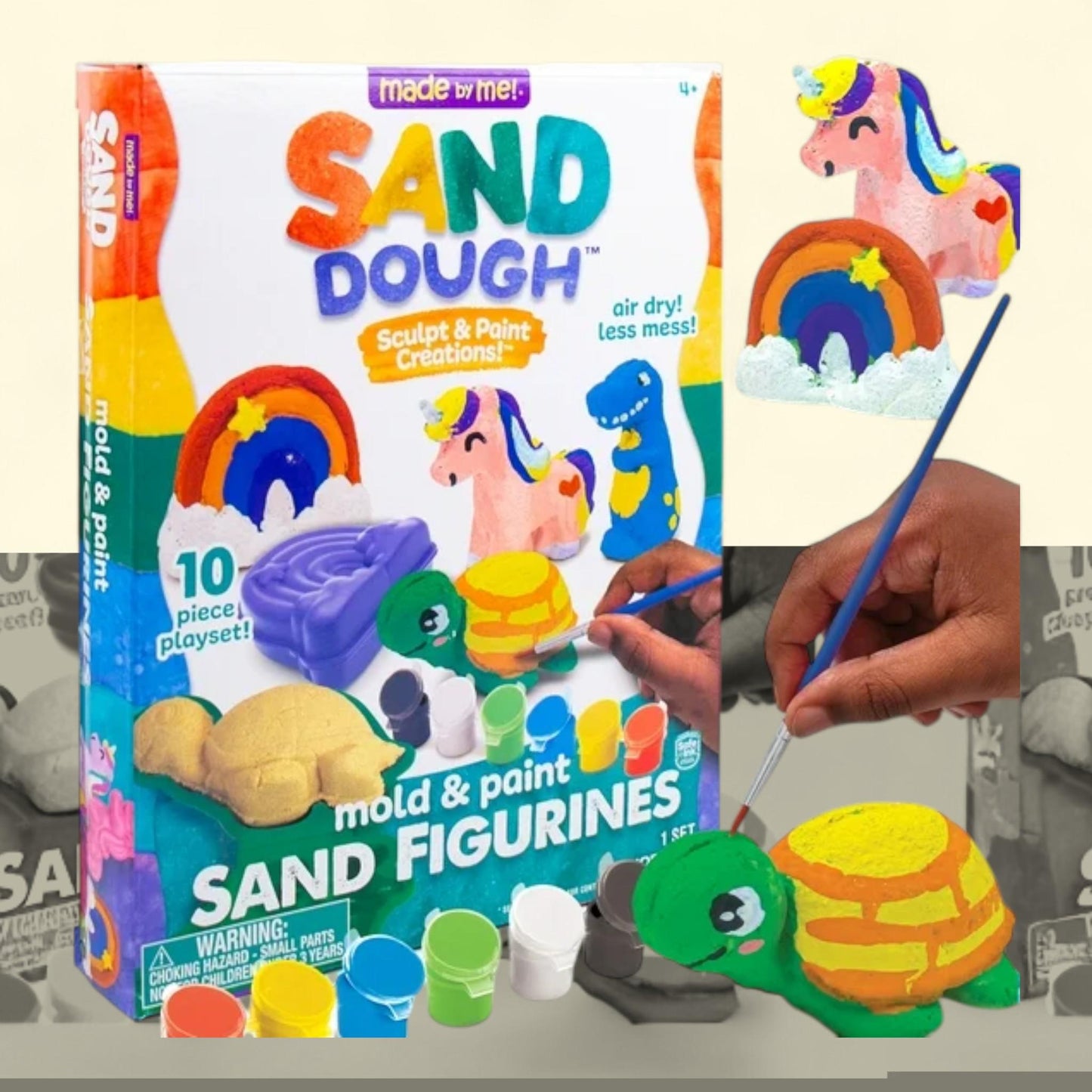 Made By Me Sand Dough Sculpt & Paint Figurines Kit, Child, Ages 4+, 1 ct