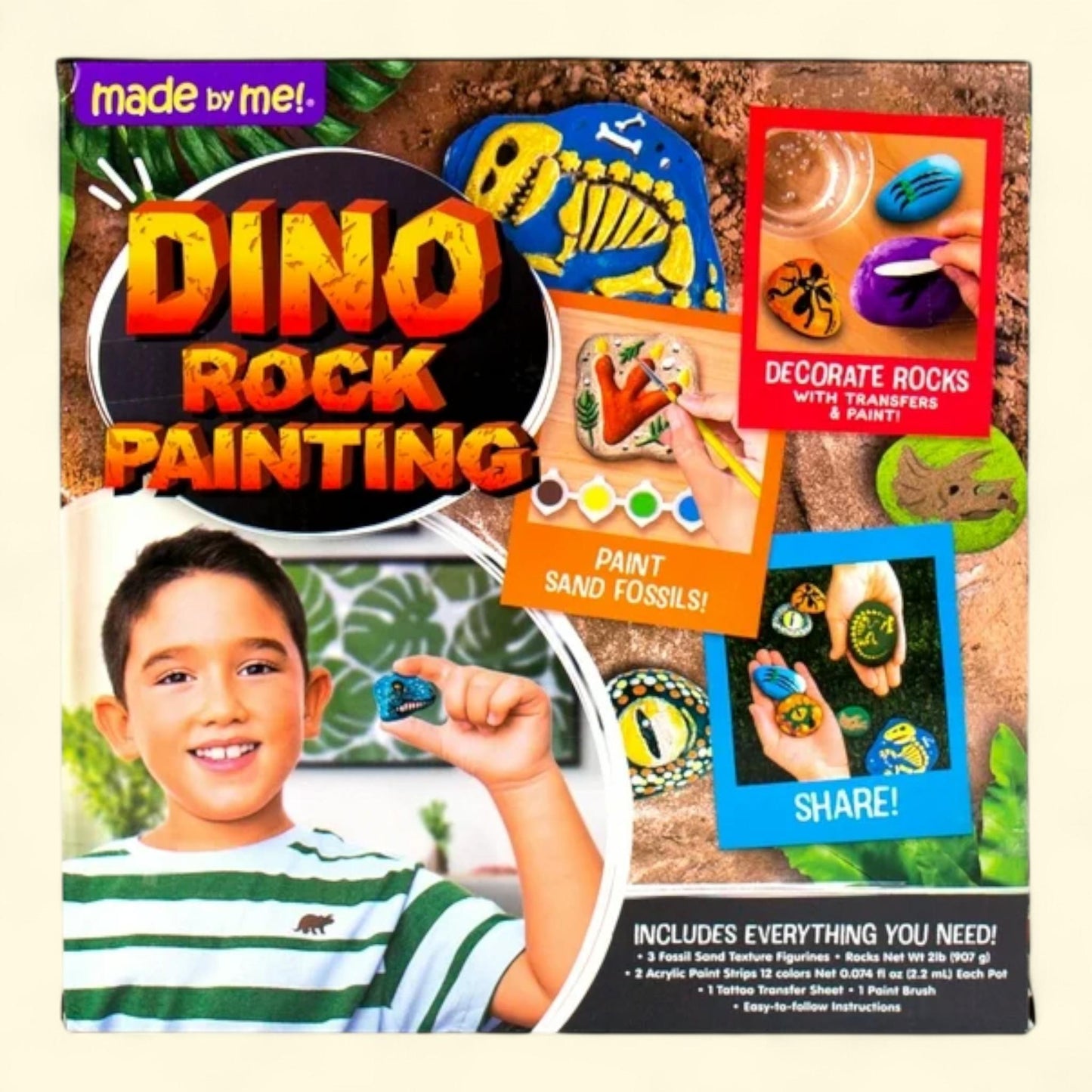 Made By Me Dino Rock Painting, Ages 6+, 1 ct