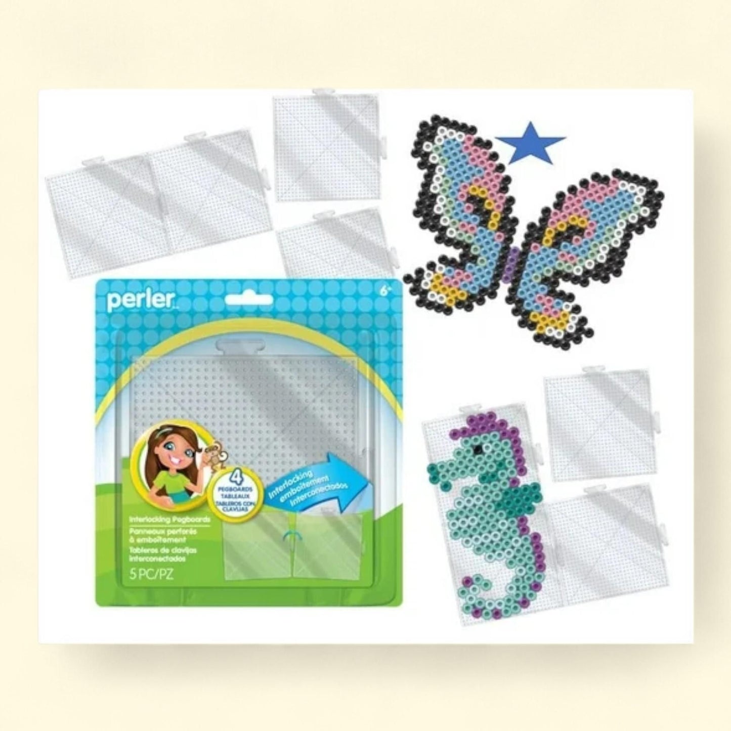 Perler Interlocking Pegboards, 4 Pack