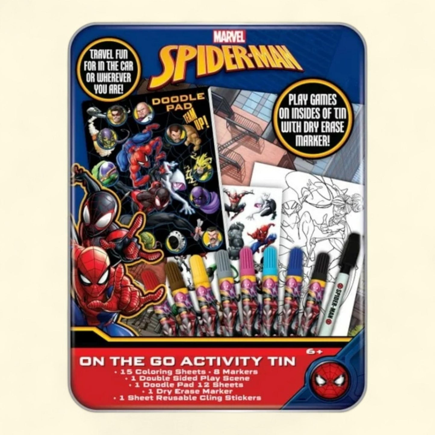 Spiderman On-The-Go Activity Tin Art Set, 27 Pieces, 6+ — authentic US product shipped worldwide by Treatspree
